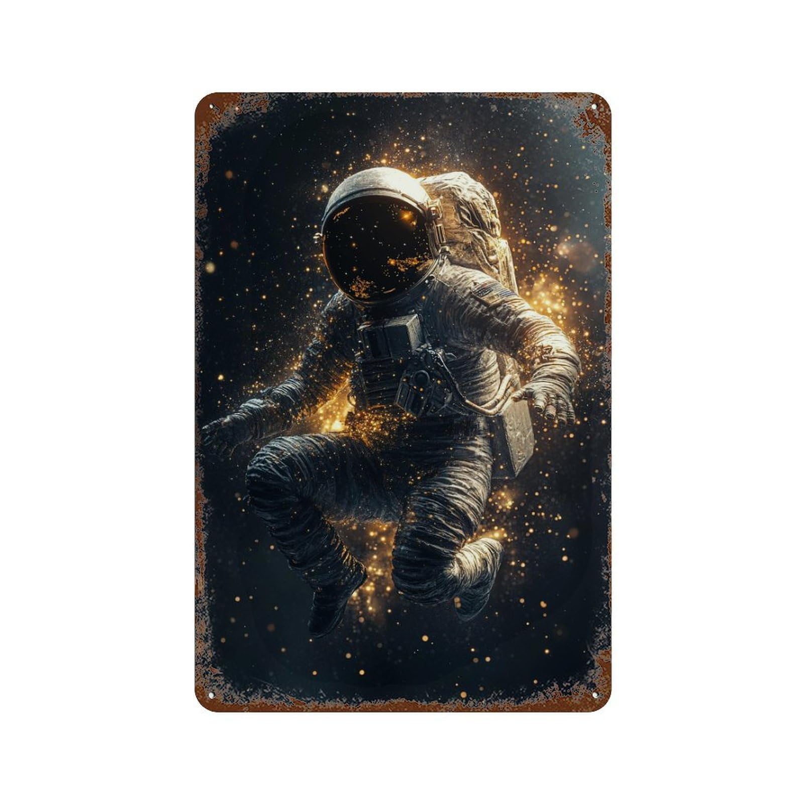 Astronaut Floating in Space-7 Decorative Tin Sign 11.8"x7.9", Shabby Chic Decor for Garage, Pub Or Kitchen