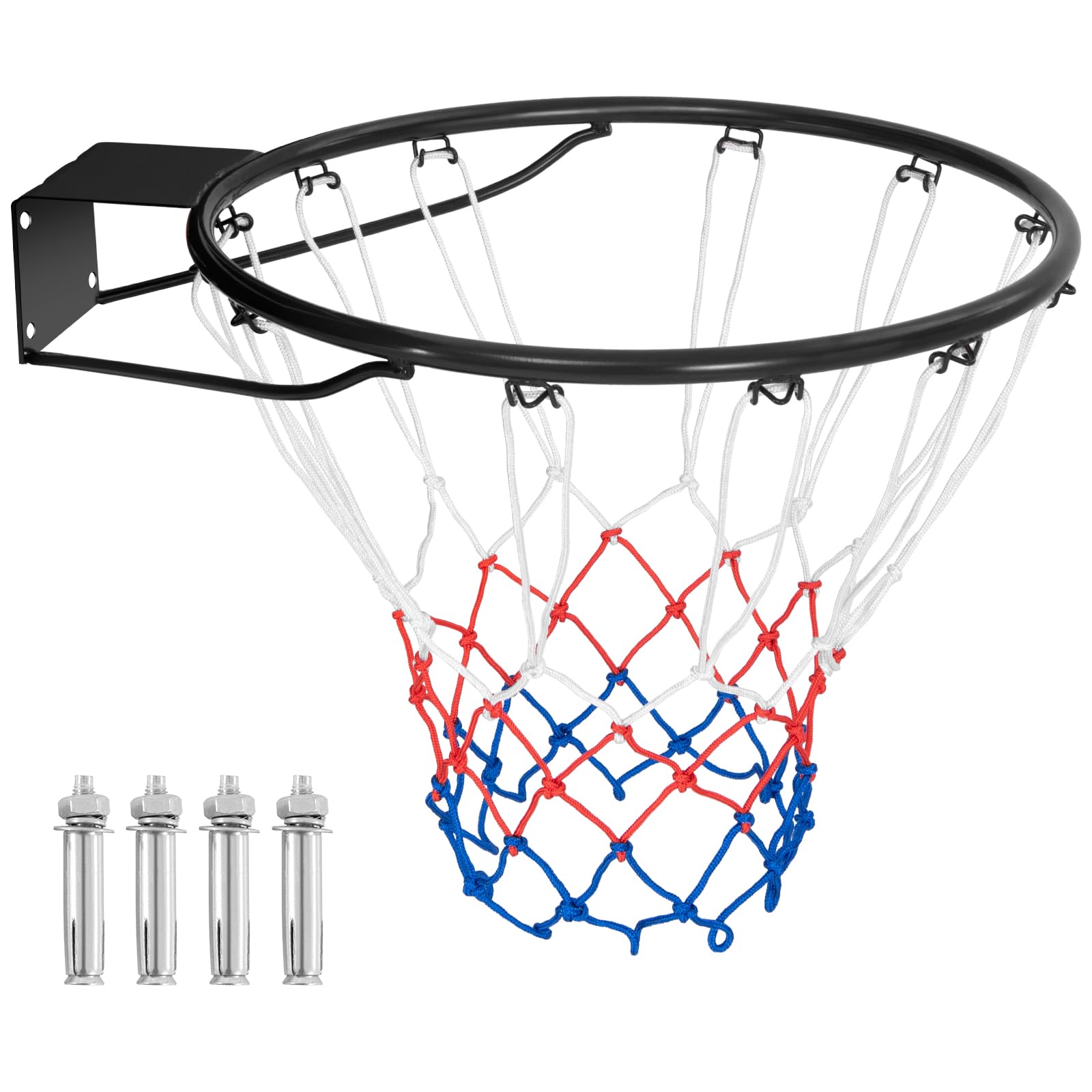COSTWAY Canasta de Baloncesto Pared Ø 38,5/45 cm, Aro Baloncesto Exterior Interior en la Puerta/Pared con Red, Marco de Acero