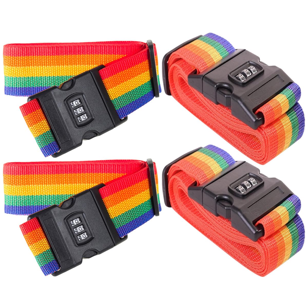 4 Pezzi Cinture per Valigie Color Arcobaleno in Polipropilene Protezione Extra Leggere per Viaggio e Uscite