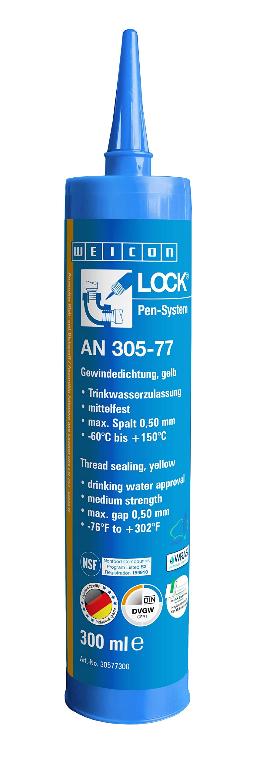 WEICON LOCK® AN 305-77 uszczelnienie gwintowane 300 ml | dopuszczenie DVGW i wody pitnej