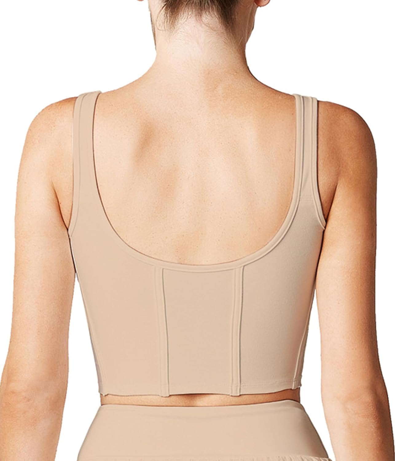 Open Back Padded Built-in Sports Bra Longline Sports Bras Low Back Yoga Fitness Workout Crop Top Tank Bra - Image 3