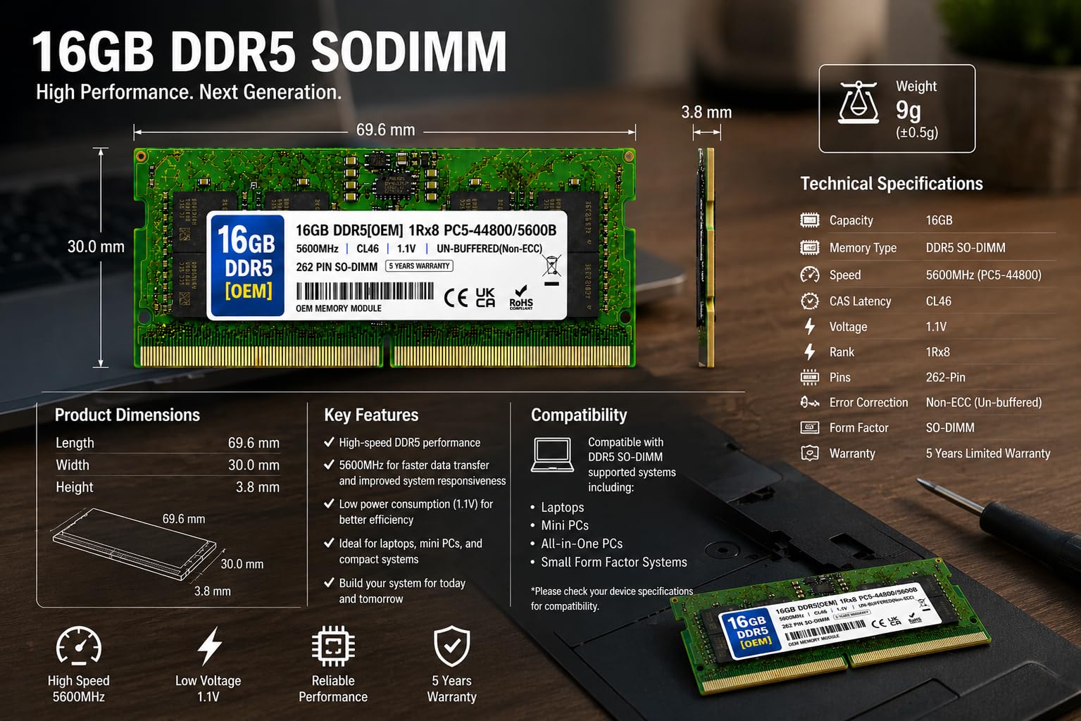 Amazon.in: Buy 16GB DDR5 5600MHz OEM Laptop RAM Compatible with