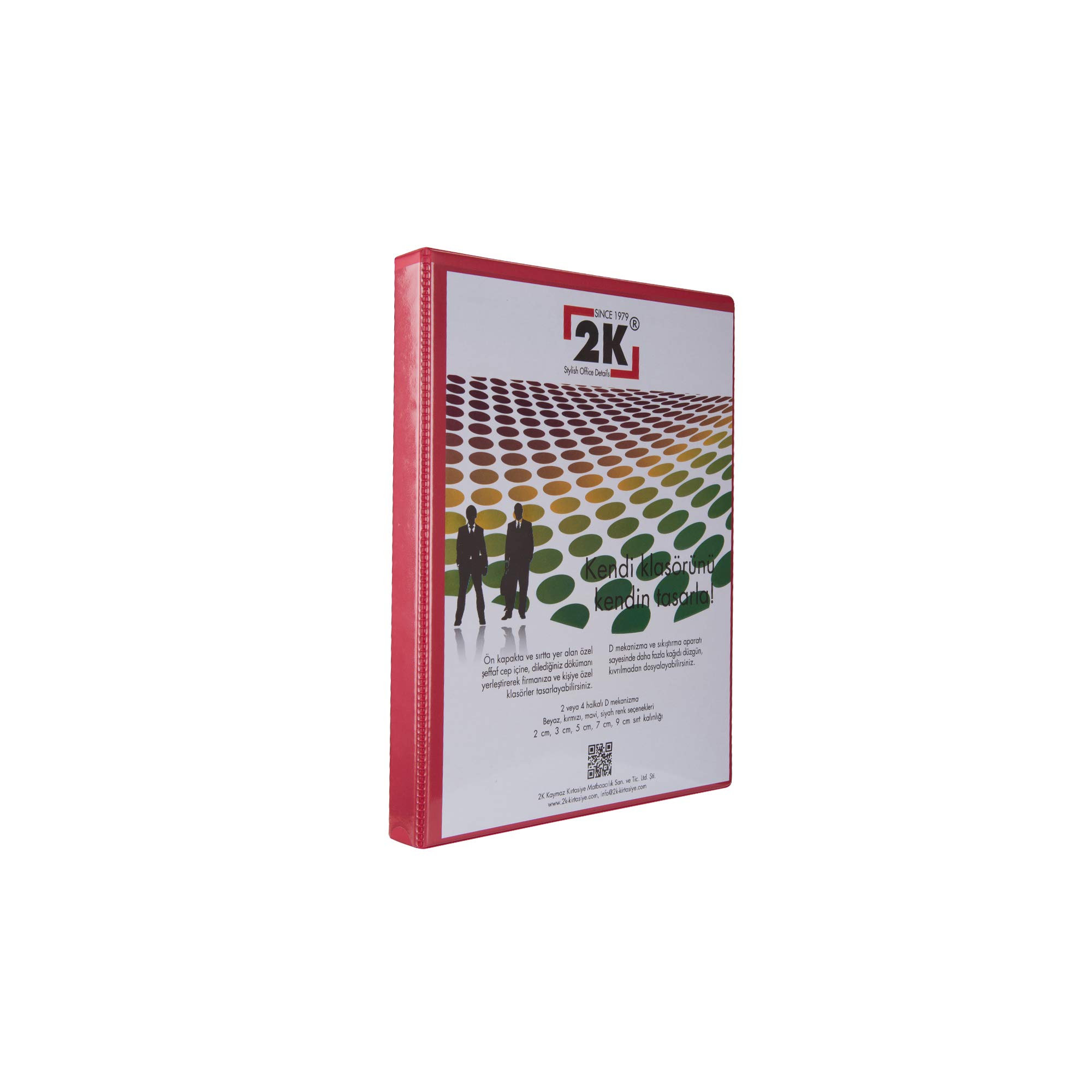 2K 02-4D-K 4 Halka D Mekanizmalı Klasör Kutu İçi, Kırmızı, 2 Cm,20 Adet