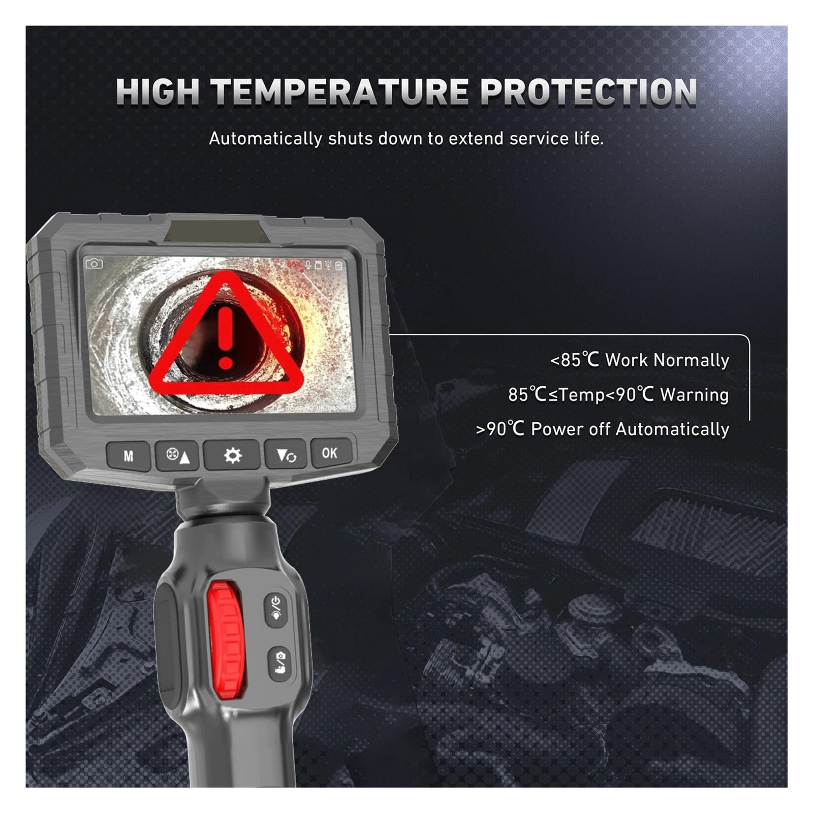 Kamera inspekcyjna, Przemysłowa kamera endoskopowa HD 4,3-calowy ekran IPS IP67 Wodoodporne kamery do inspekcji rur o mocy 200 W(3.9mm-4.3inch)