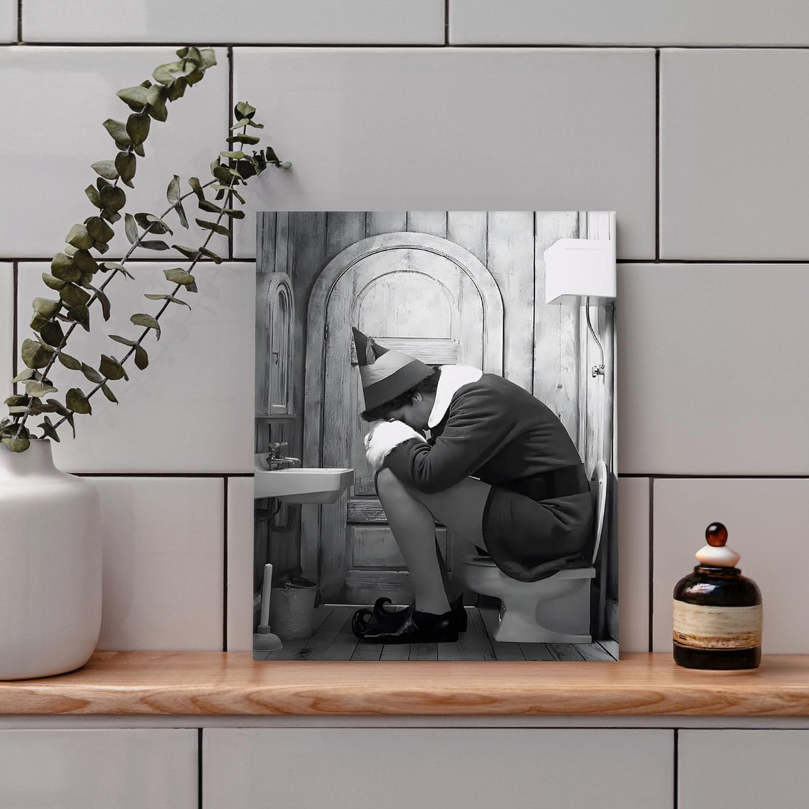 VYPEROCK Divertente tela incorniciata da parete, decorazione da parete per bagno, film commedia e elfo, poster per bagno, pittura a olio moderna per soggiorno, dormitorio, decorazione per la casa,