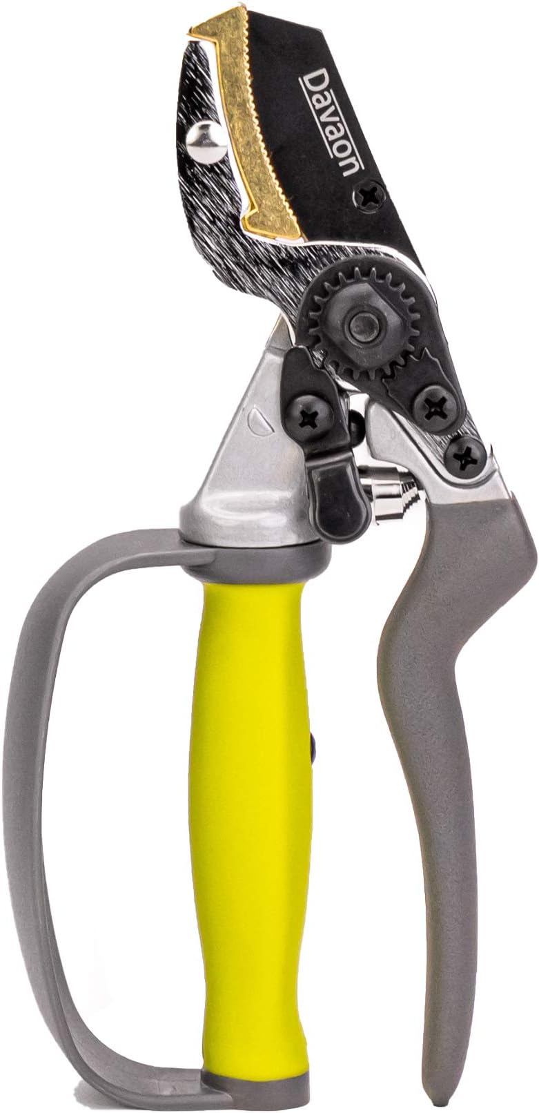 Ergonomic Garden Secateurs (Anvil Style) - Premium Pruning Shears with Auto-Rotating Handle and Finger Protection, Ideal Secateurs for Arthritic Hands, Premium SK5 Steel Garden Pruners, Davaon Pro