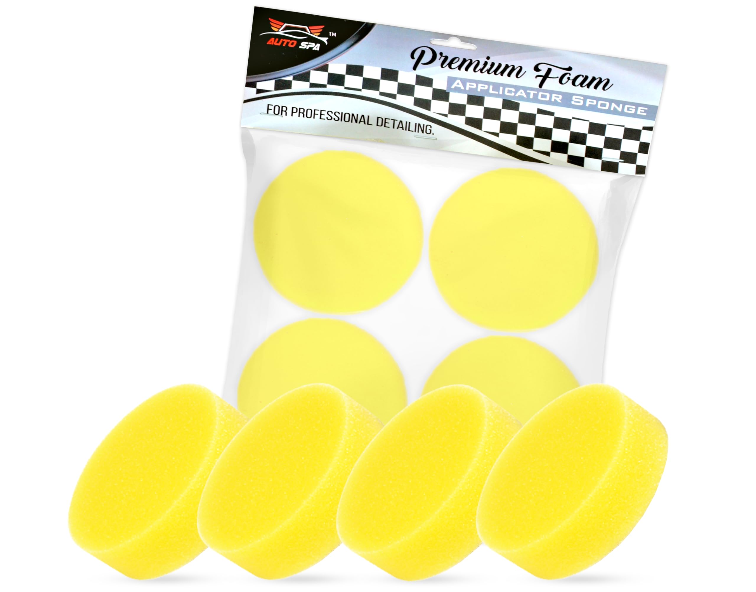 auto spa Round Multipurpose Car Foam Wax Applicator Polish Pad Car Polish Sponge Soft Car Clean Wax Sponge Used for Detailing Polish for Car Dashboard Trims - (Pack of - 4)
