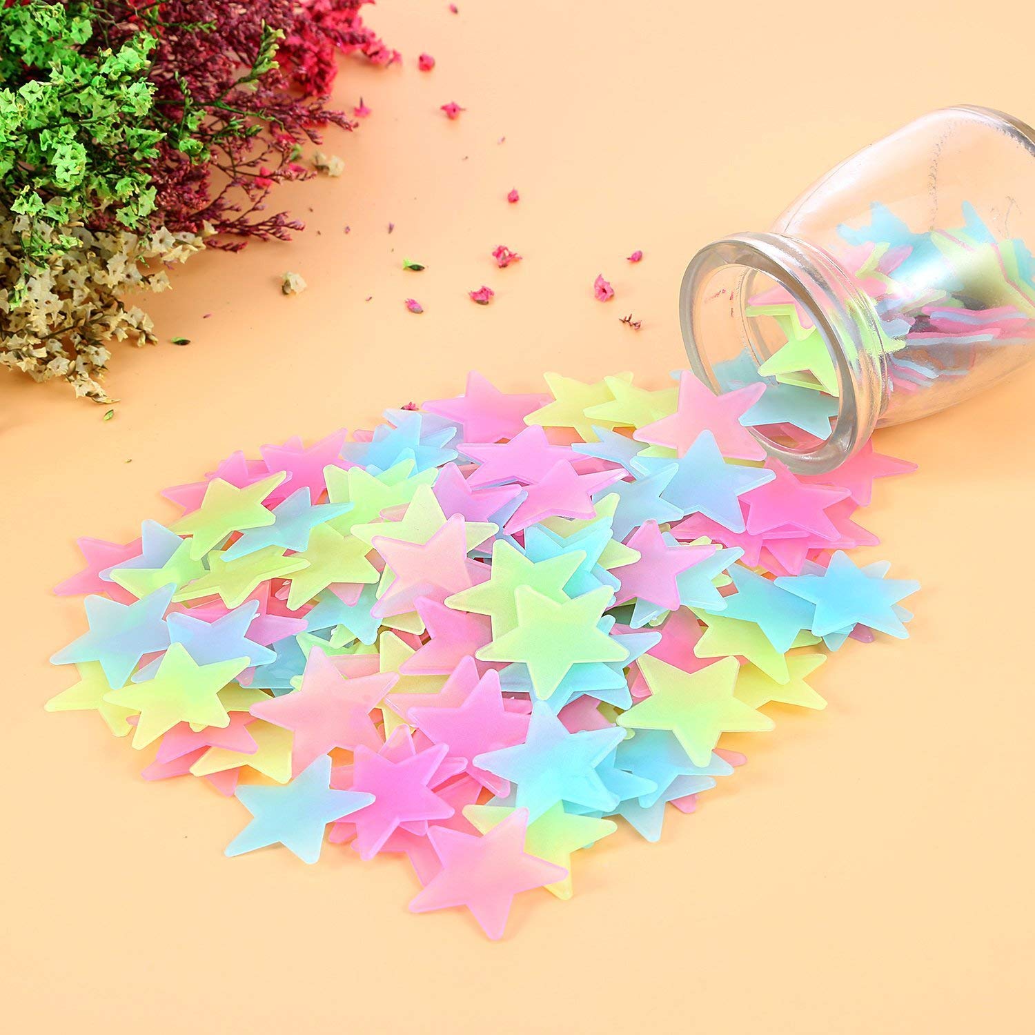 Ymai Pack of 200 bright 3D star stickers in multi- colours for the wall ceiling in bedroom or children's room - Image 3