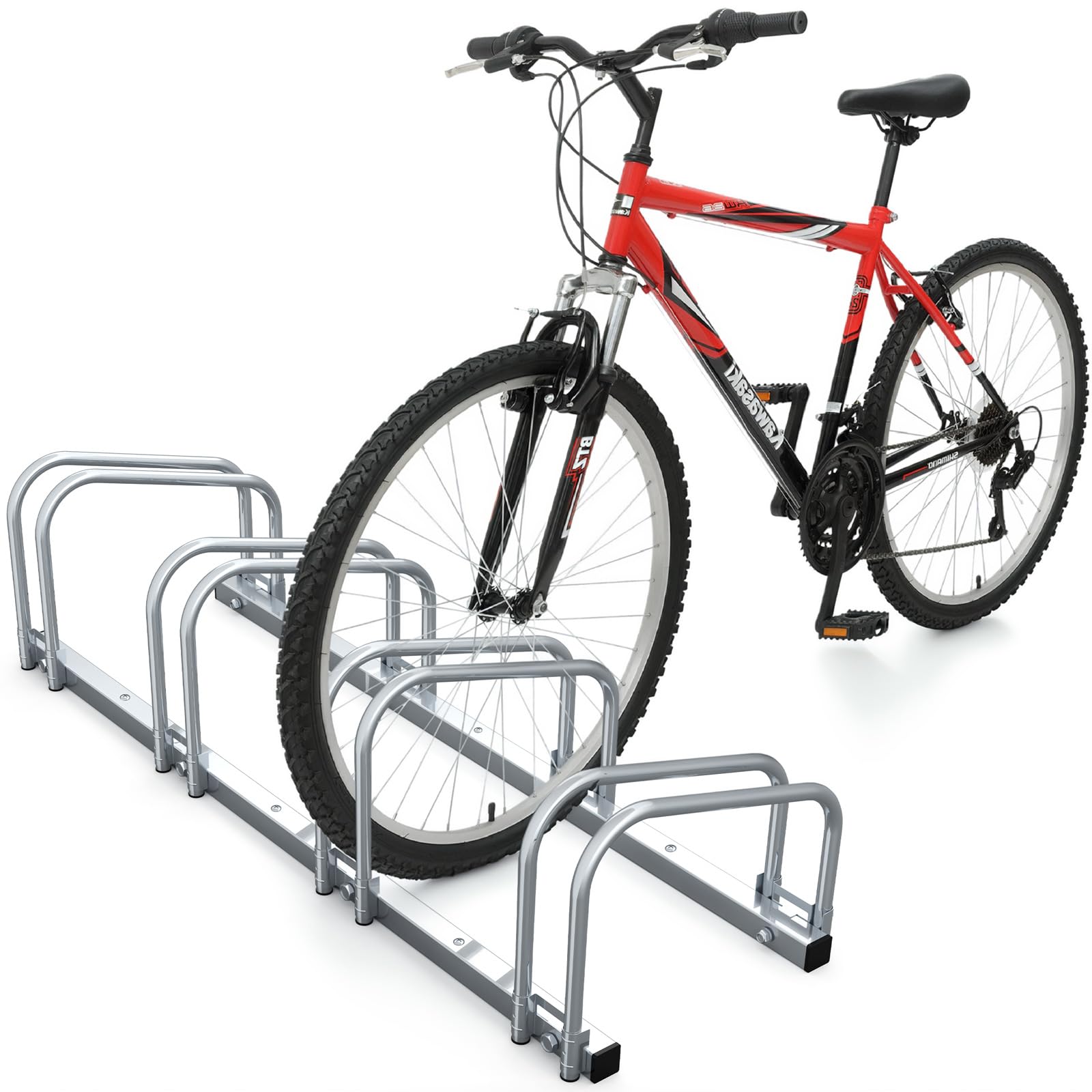 VOUNOT® Rastrelliera per Biciclette, Rastrelliera Portabici, Installazione a pavimento e parete, 4 Posti, Argento