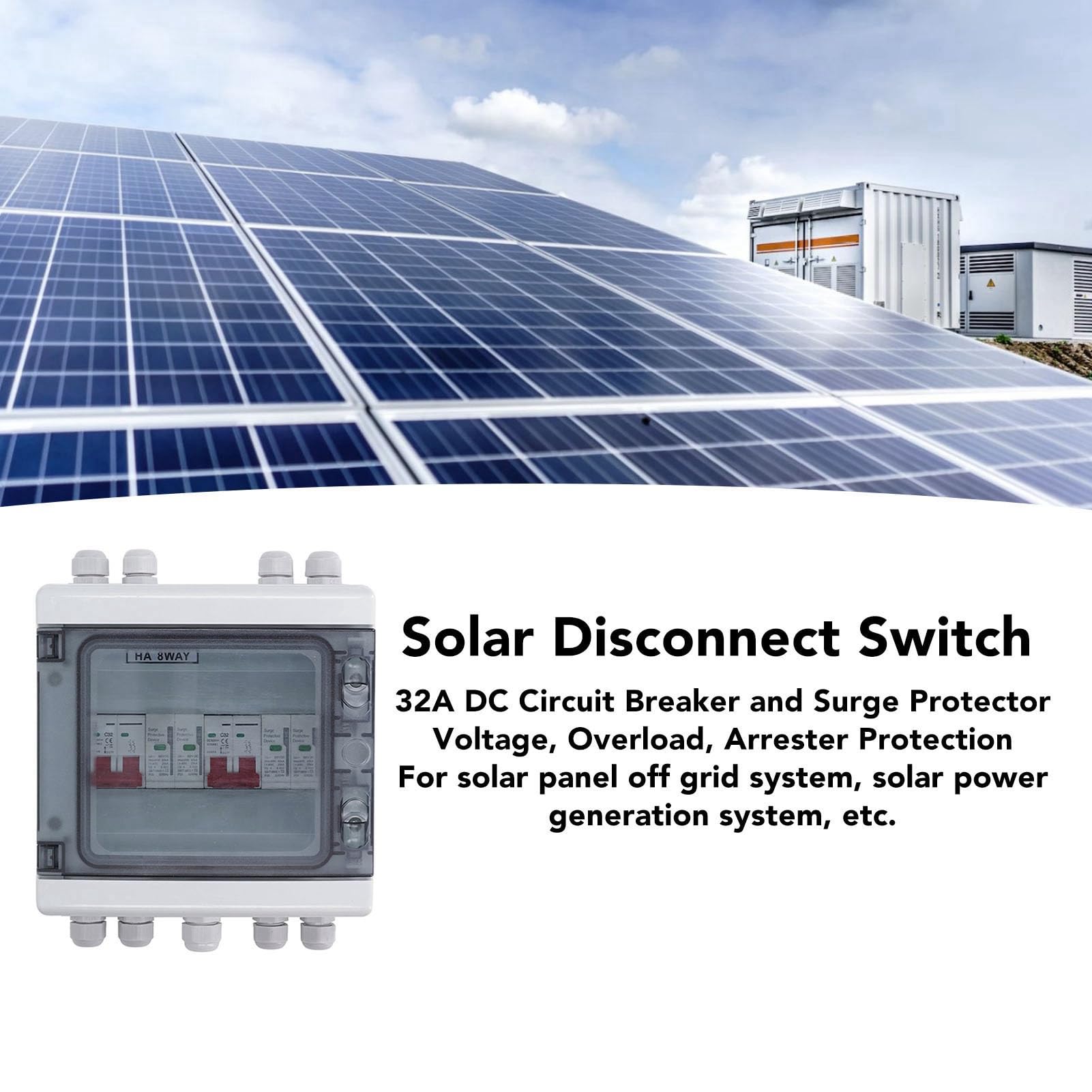 Odłącznik Solarny DC500V 2 Wejścia 2 Wyjścia 32A | Skrzynka Przyłączeniowa PV, Komputer Trudnopalny, Wodoodporny IP65, do Systemów Paneli Słonecznych i Pojazdów Kempingowych