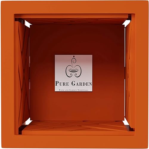 Miniatura 21 de Pure Garden - Maceta con diseño de celosía, maceta decorativa cuadrada de 14.75 pulgadas para flores o plantas al aire libre, porche delantero