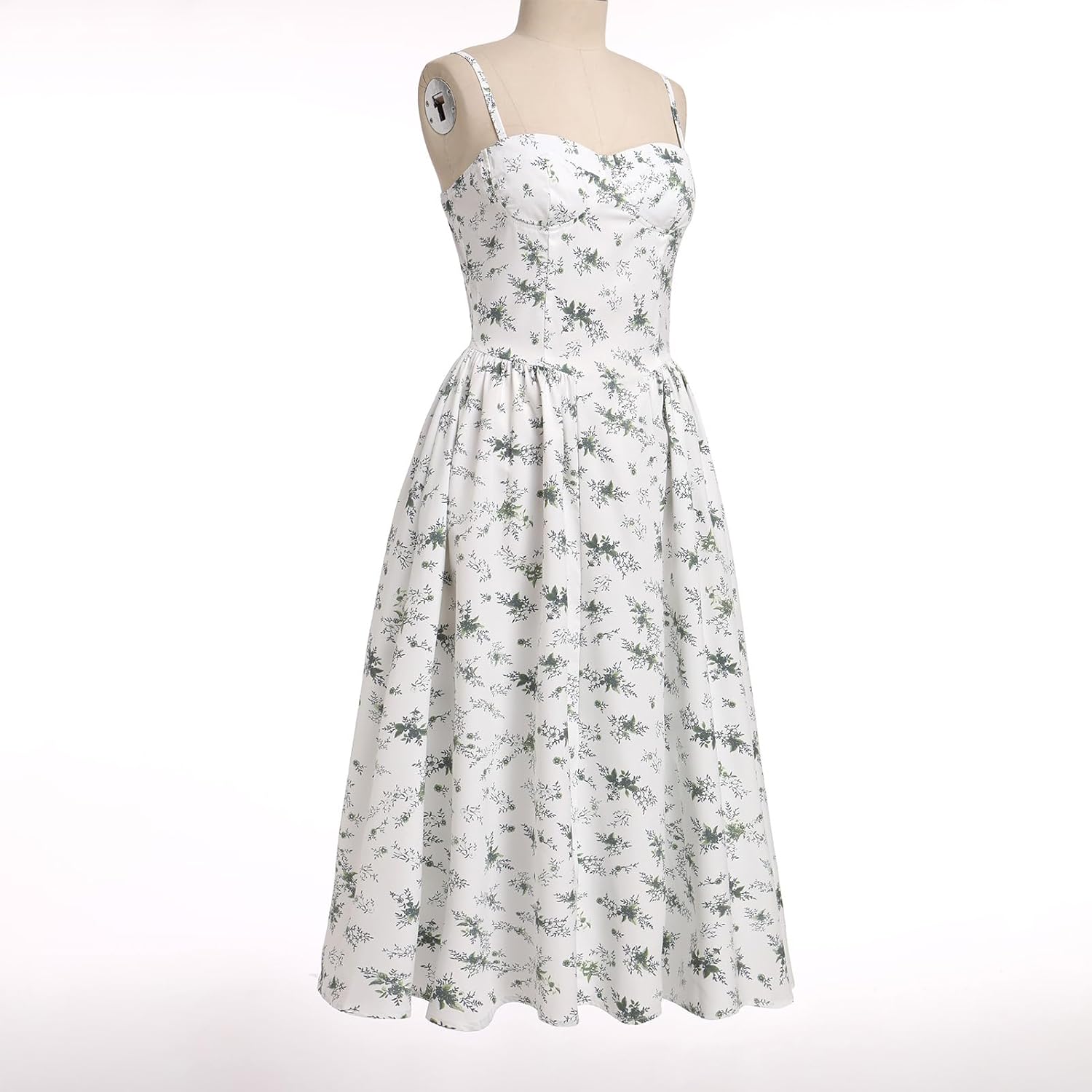 OBEEII Women Corset Dress Floral Bustier Midi Dress Flowy Spaghetti Straps Low Cut Summer Sun Dress - Image 5