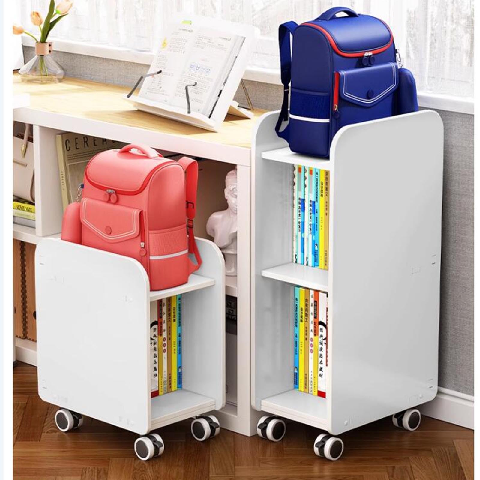 Mobilny regał na książki dla studentów, kompaktowy schowek pod biurkiem, prosty regał na książki do sypialni lub gabinetu (76 x 25 x 38 cm)