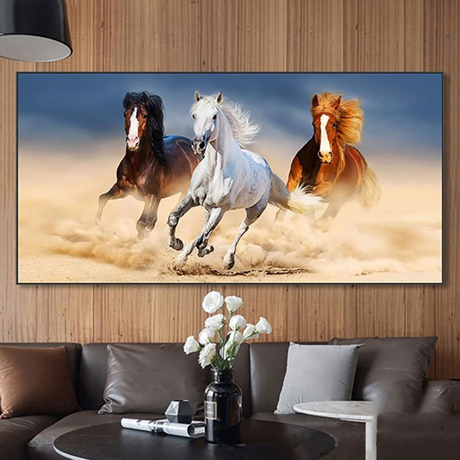 Instarry DIY 5D Diamond Painting Tableau Diamant Cheval de Course Tableau Decoration Murale Salon 120x50 cm