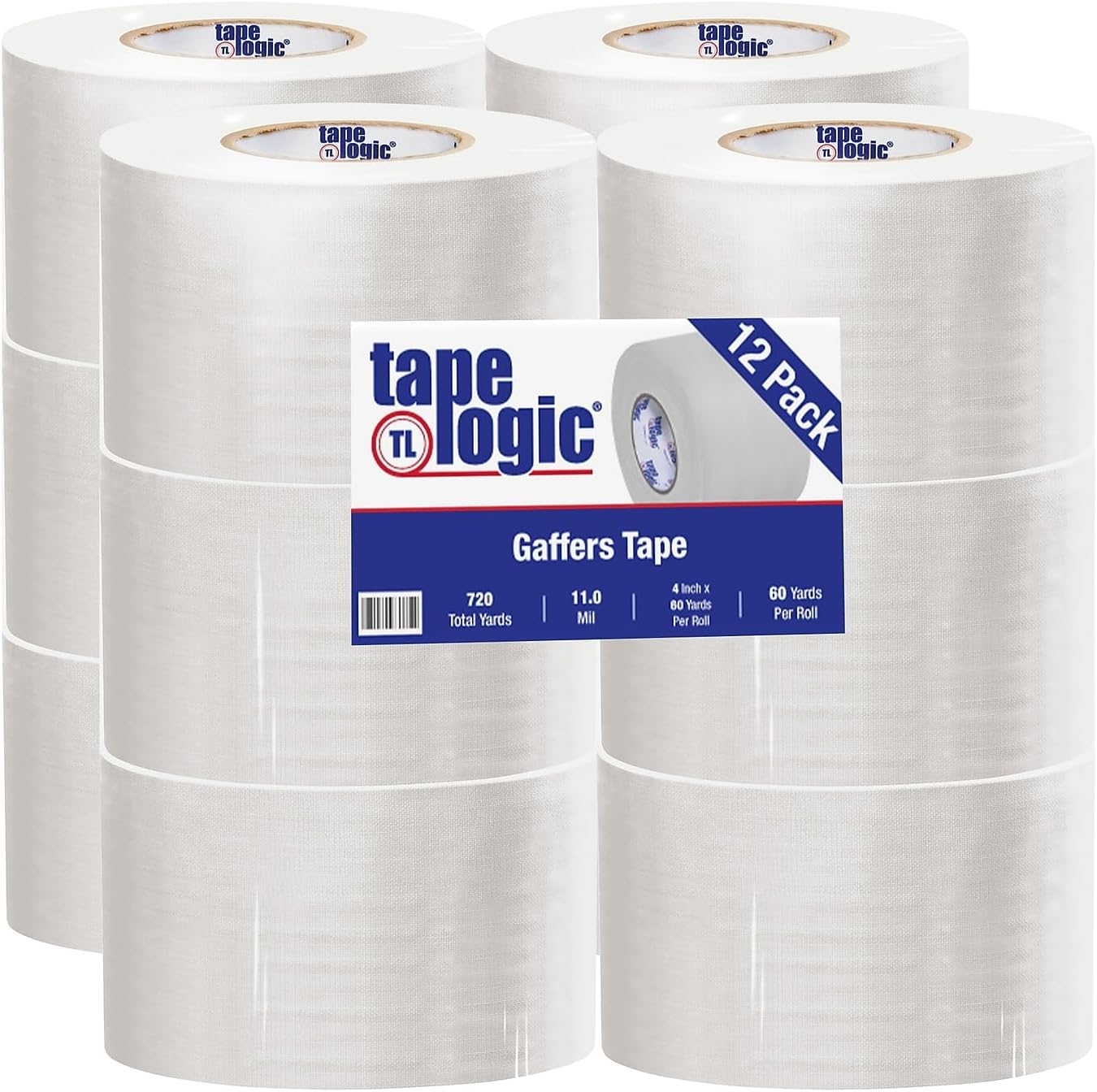 4" x 60 yds. White Tape Logic 11 Mil Gaffers Tape