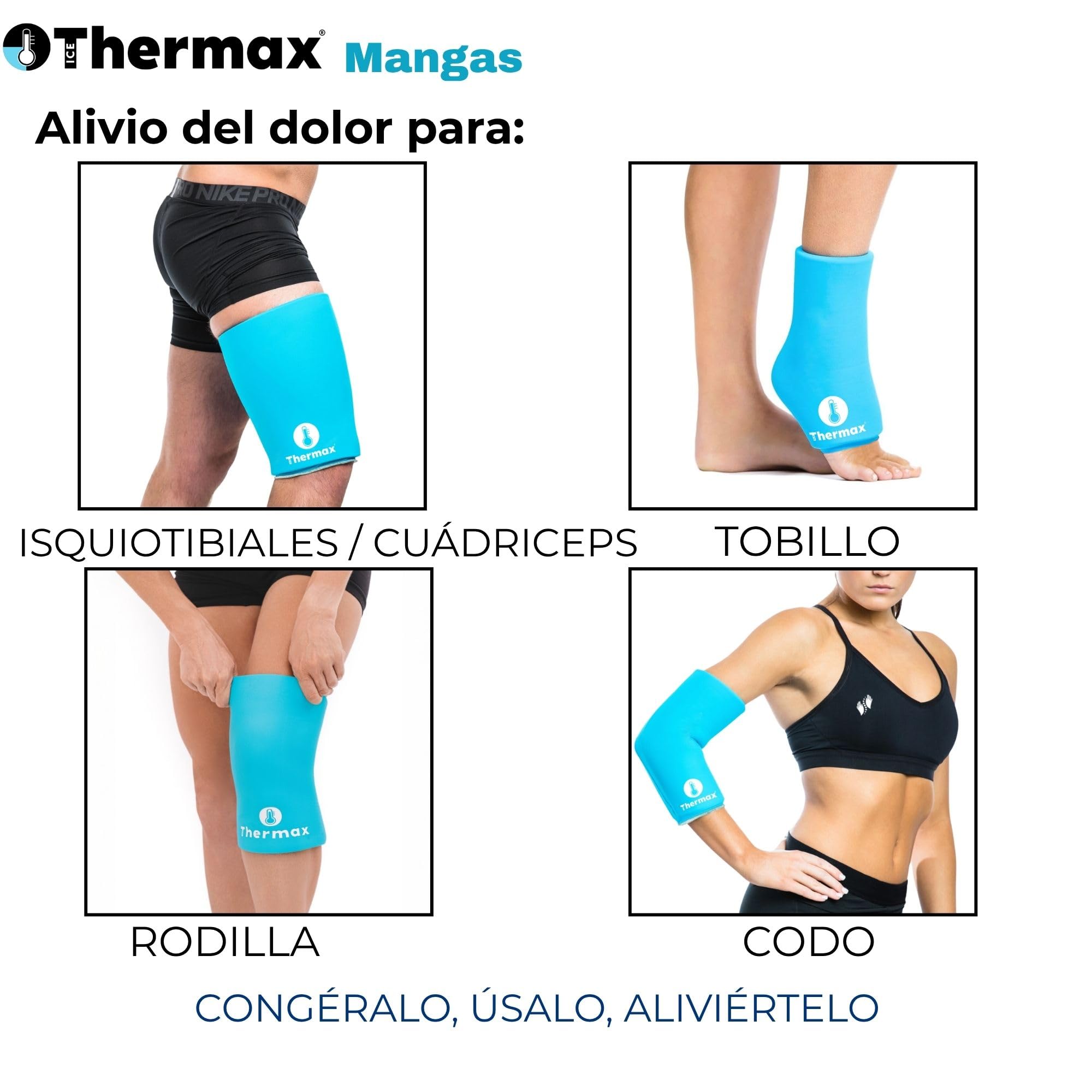 Thermax IceThermax Sleeves Mangas Compresivas Frío y Calor Reutilizables – Knee Brace, Rodillera, Tobillera y Manga Brazo, Compresa Gel Terapia para el Dolor Articular