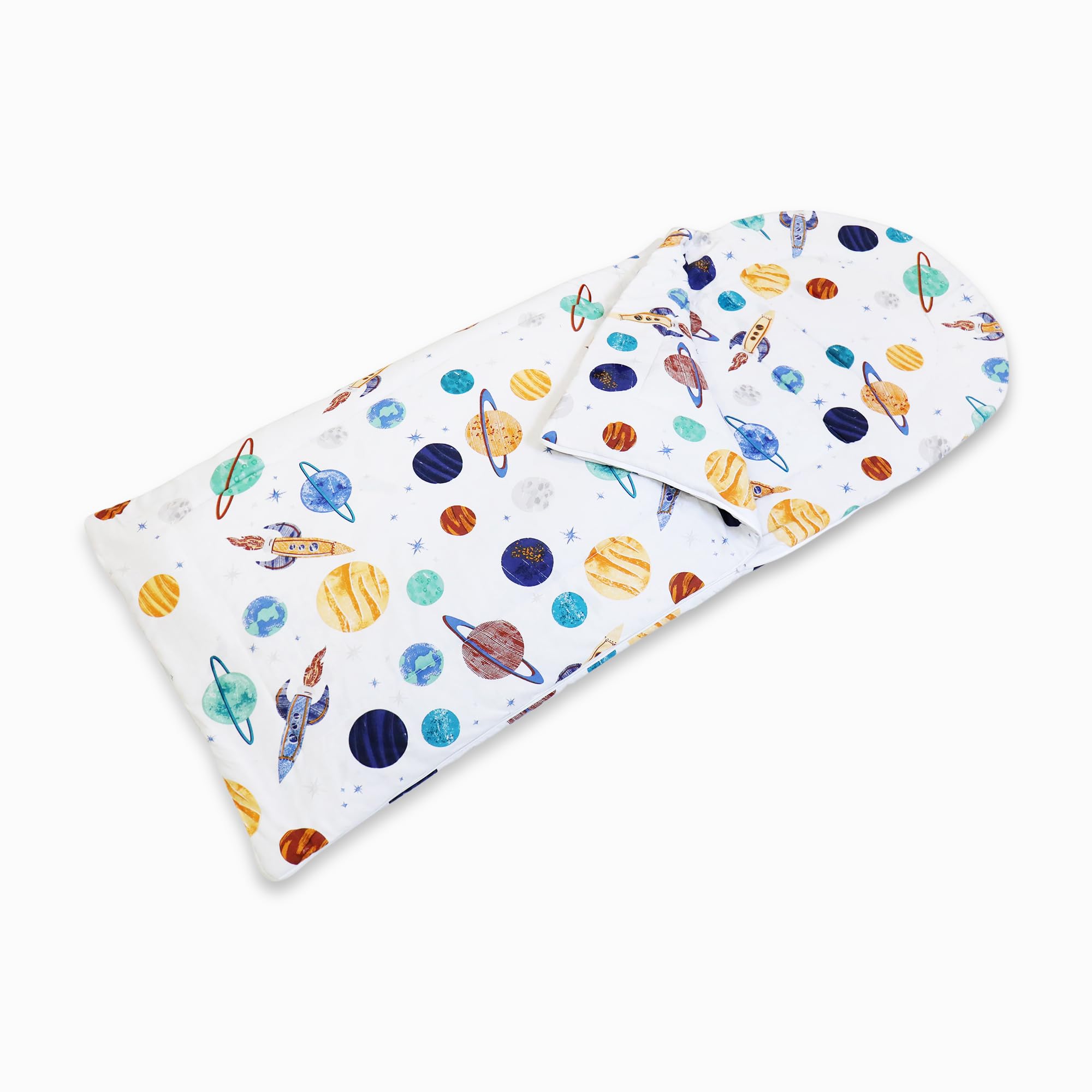 Happy Linen Company Girls White Boys Kids Cosmic Planets 155 X 65 Cm Reversible Sleeping Bag