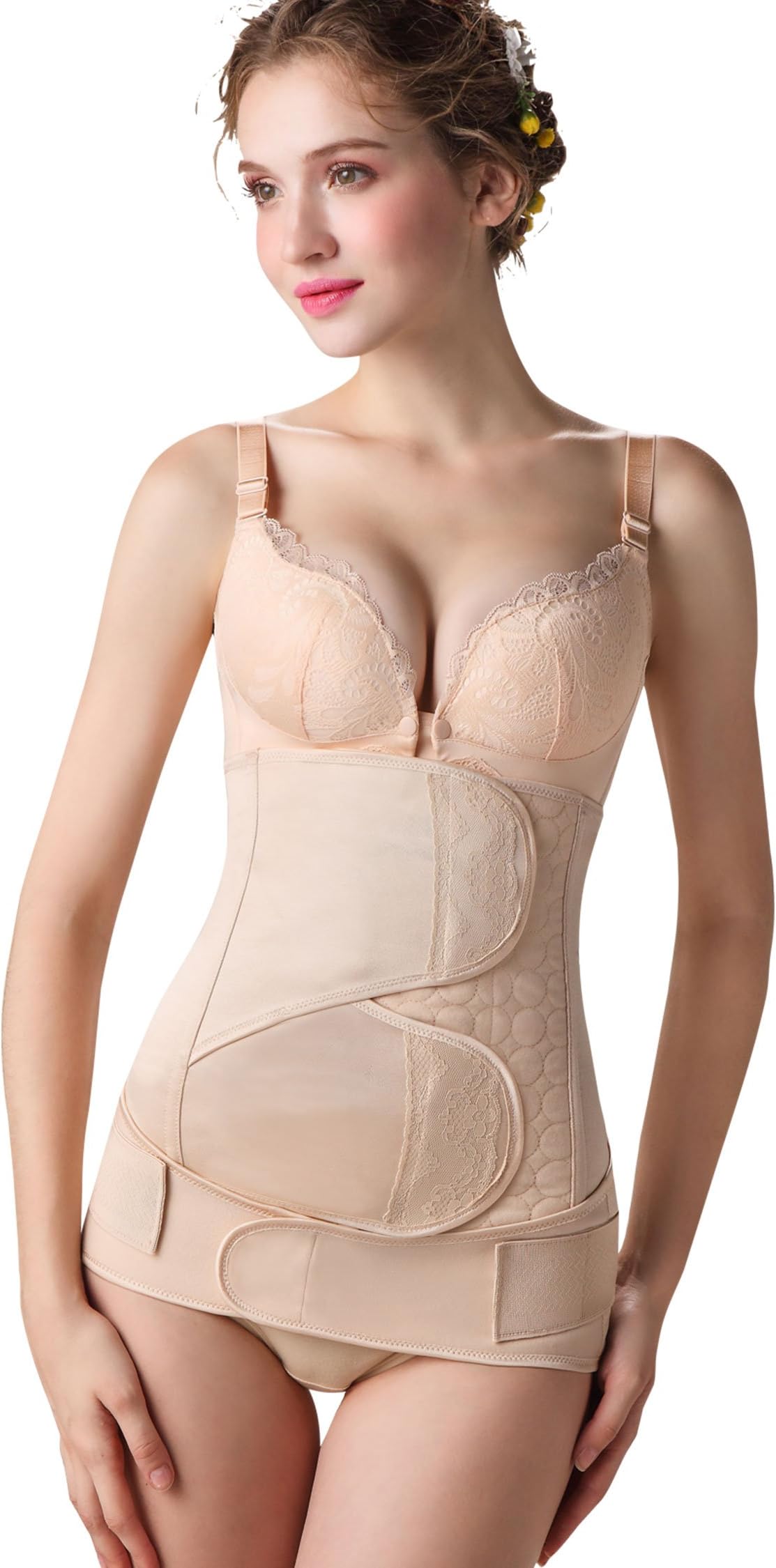 Postpartum Belly Wrap, 2 in 1 Anti-scratch High Elasticity Breathable Postpartum Recovery Belly Band Pelvis Belt