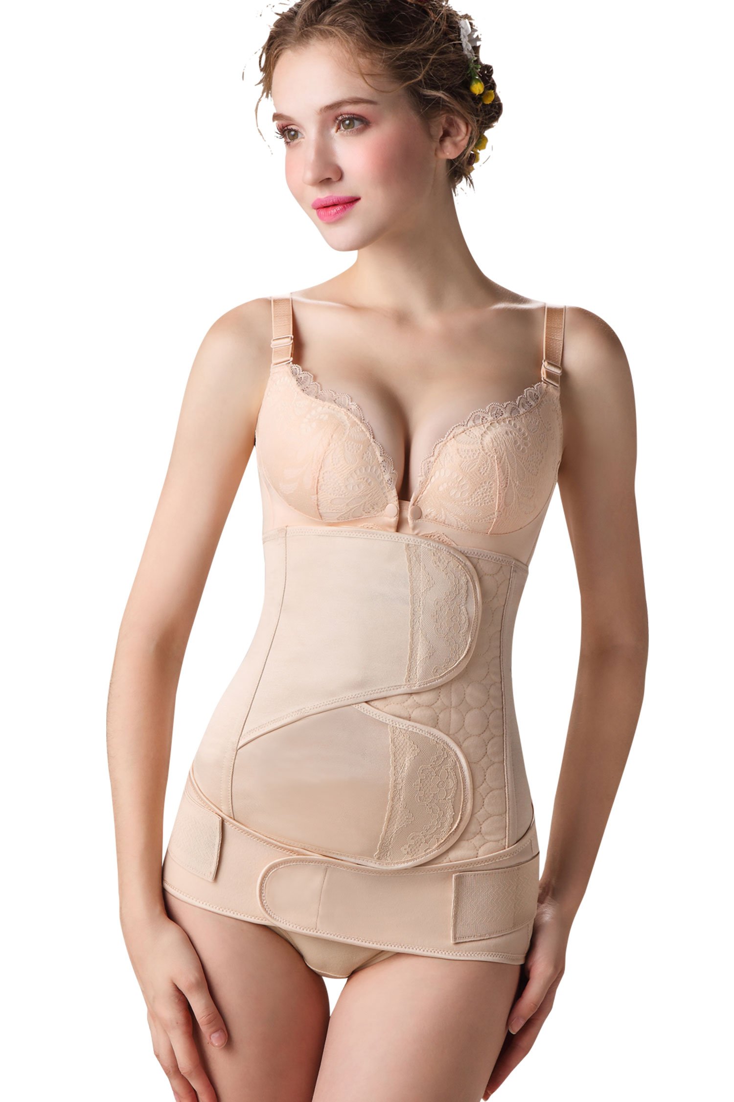 Postpartum Belly Wrap, 2 in 1 Anti-scratch High Elasticity Breathable Postpartum Recovery Belly Band Pelvis Belt