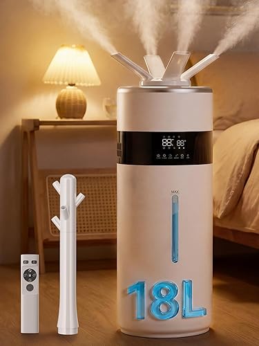 Humidificador de 40.6 fl ozh para dormitorio de hasta 2000 pies cuadrados, humidificador de tanque grande de 4.8 galones18 L, humedad personalizada