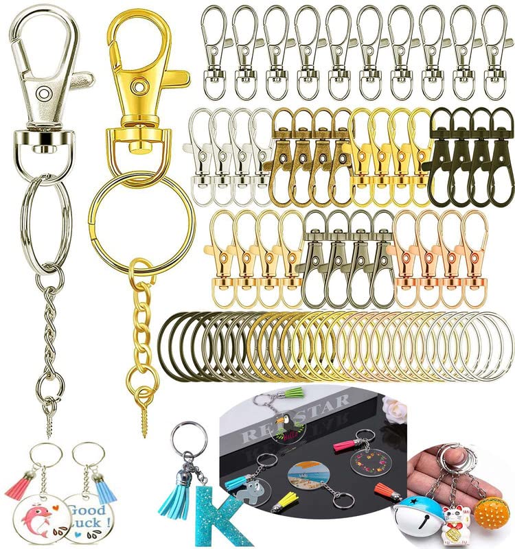 Image of DIY Crafts 1 Set 3x1, Chrome Silver, Keyrings & Keychains Round Swivel Snap Hooks Key Rings Chain Jump Rings Mini Screw Metal For Lanyard, ID, Bag (1 Set 3x1, Chrome Silver)