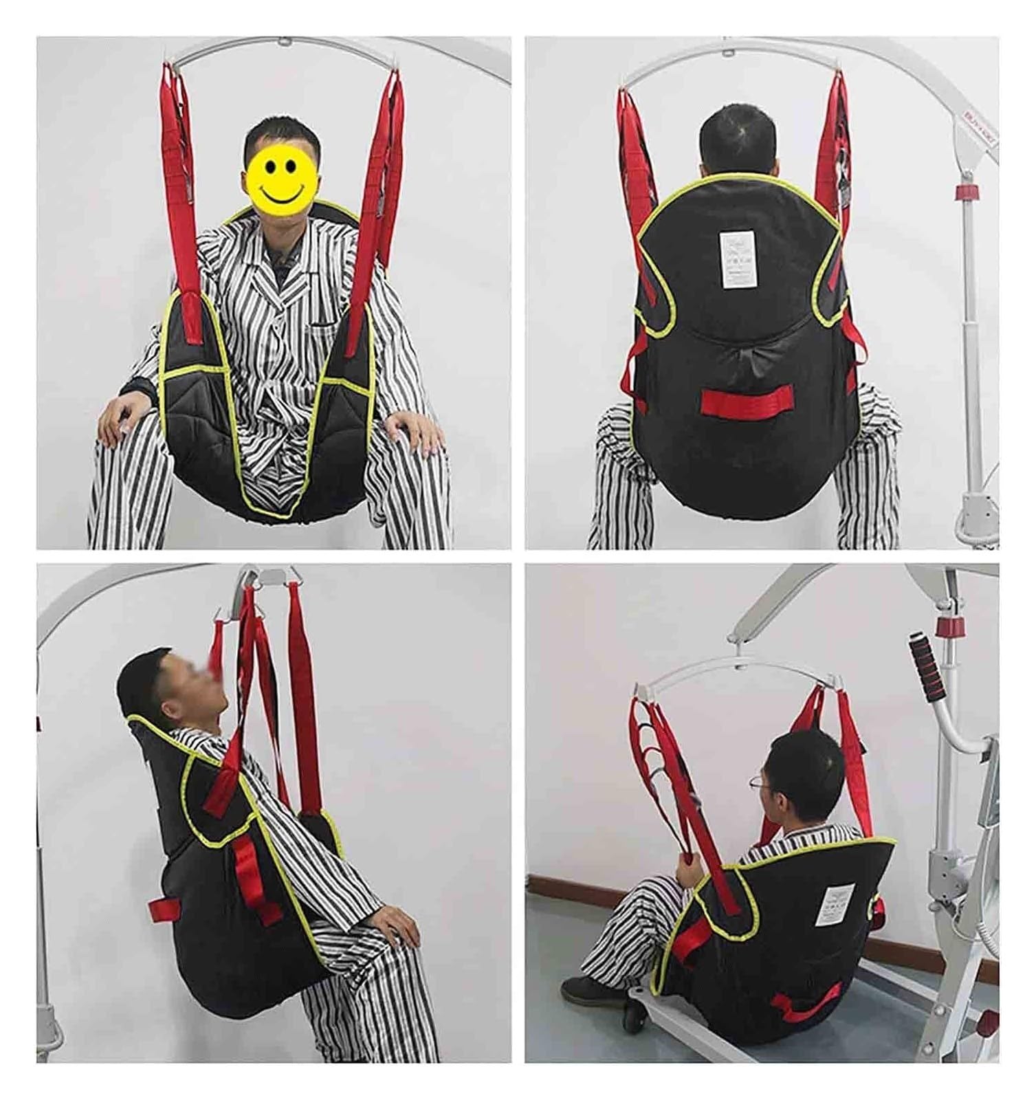 Arnés de elevación de pacientes de alta resistencia para grúa Arnés de transferencia de cuerpo completo con soporte para la cabeza, arnés de ducha con piernas separadas, reutilizable