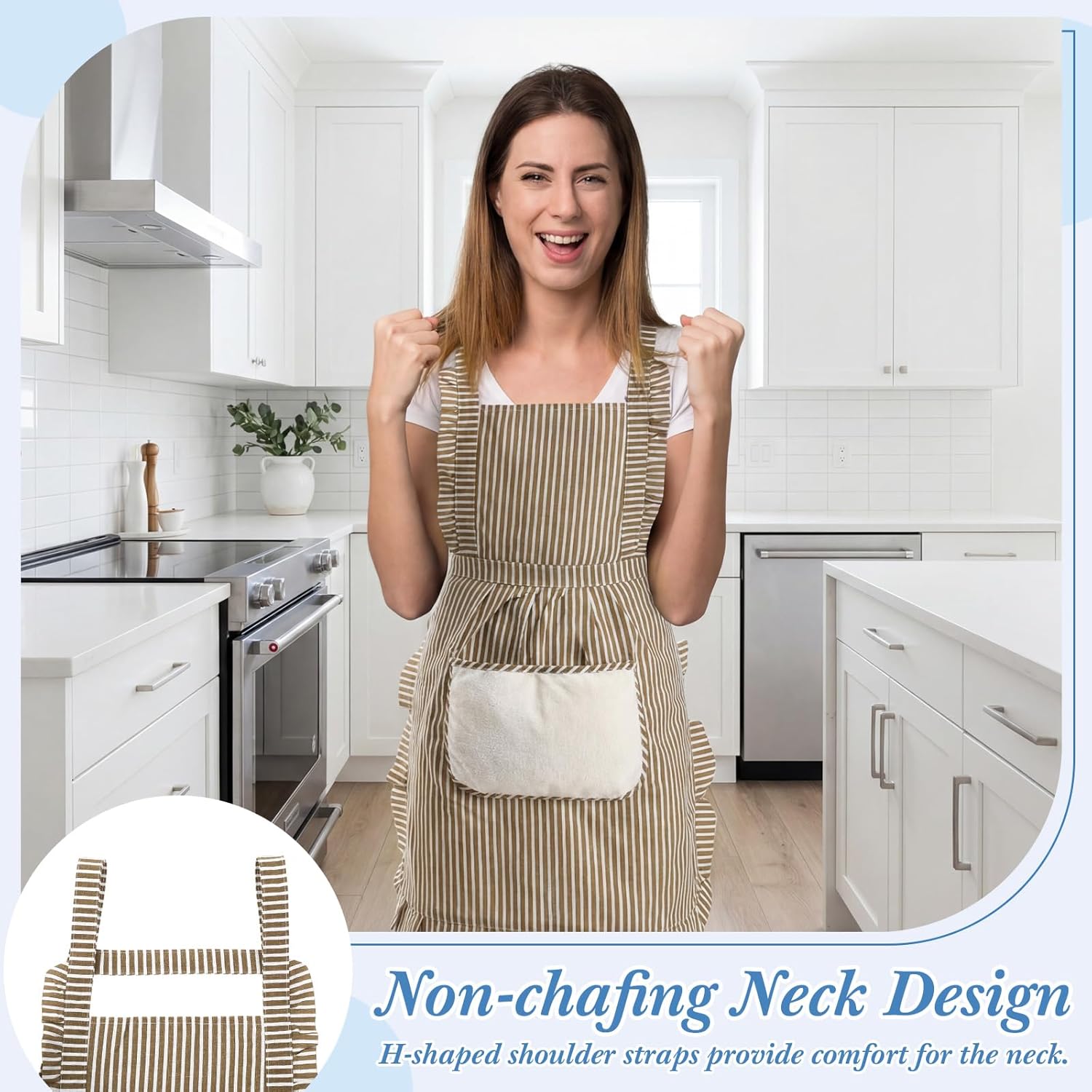 Cooking Aprons for Women with Pockets Adjustable Soft Kitchen Apron Cute Chef Apron for Baking Gardening