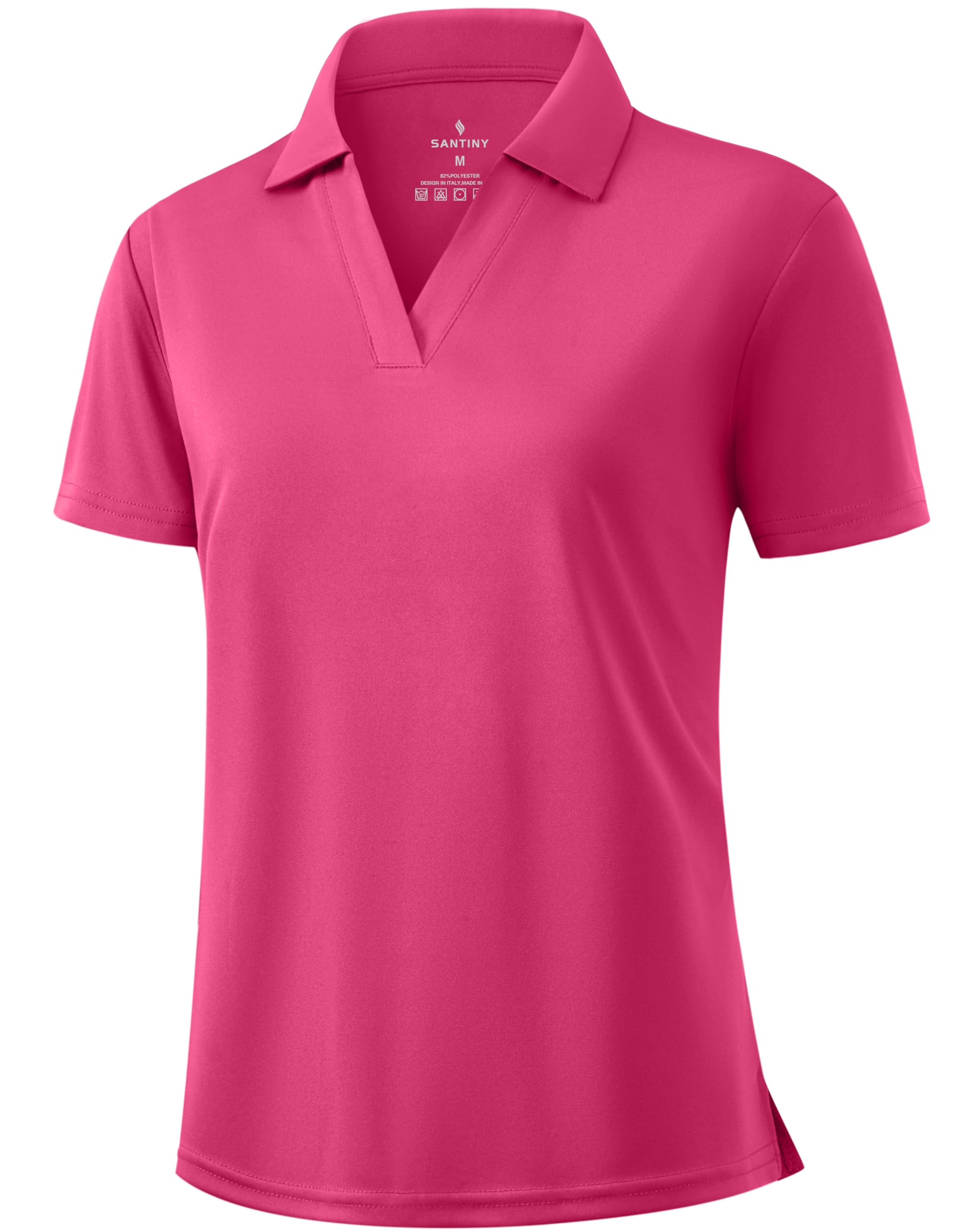 SANTINY Camisa de golf para mujer, cuello en V, informal, para el trabajo, tenis, UPF50+, camisas polo para mujer