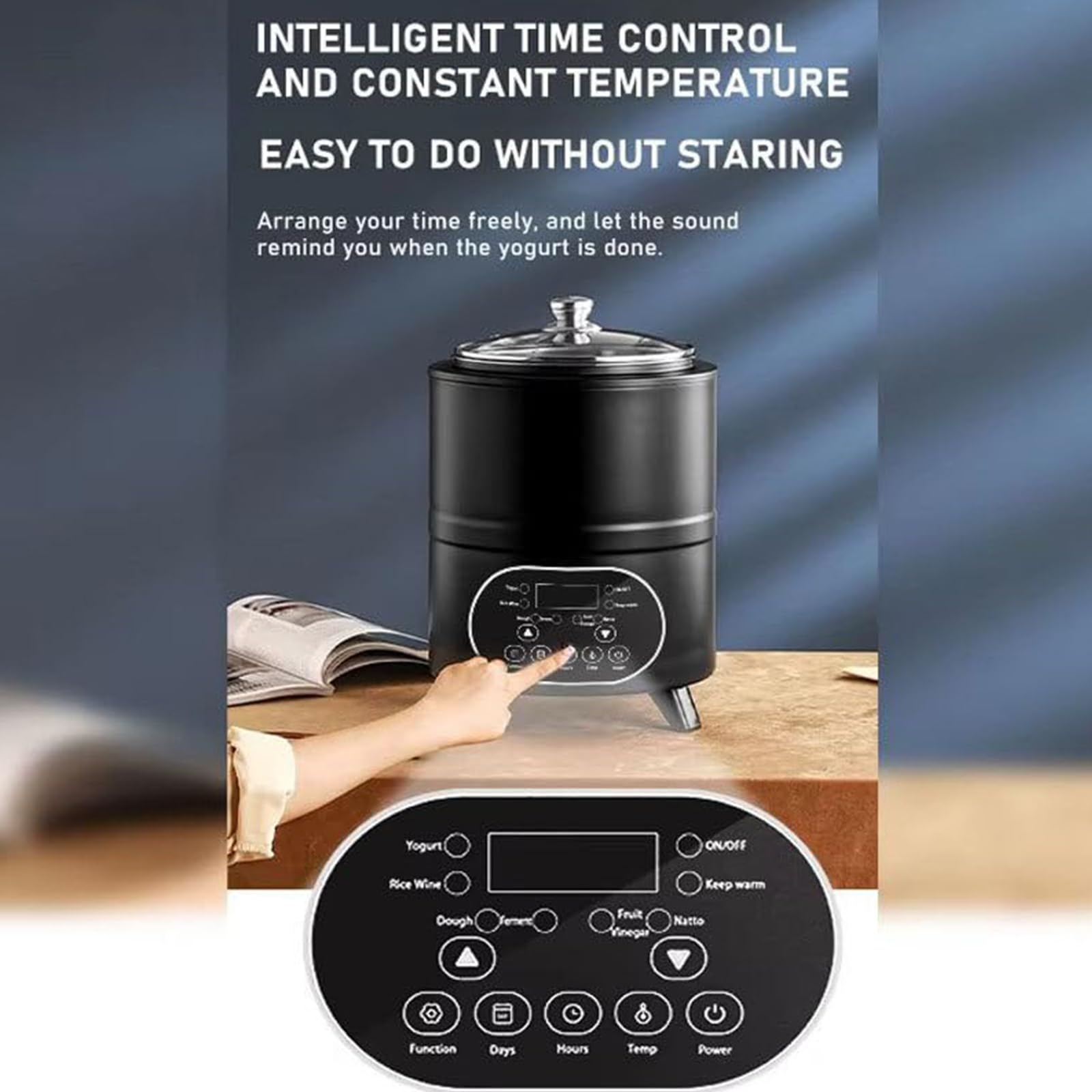 Máquina de yogur, tanque de fermentación automático de acero inoxidable con control de temperatura de 360°, temporizador para yogur casero y vinagre de frutas, capacidad de 8 litros para uso doméstico