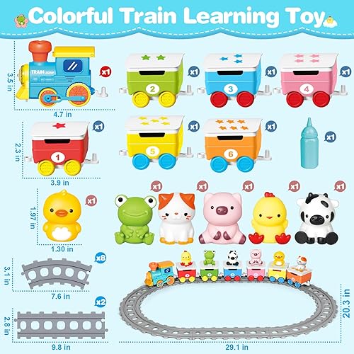 Miniatura 2 de Juguete de aprendizaje para niños pequeños de 1 a 3 años, juguetes eléctricos trenes con luces, música y vapor, contar, combinar y clasificar