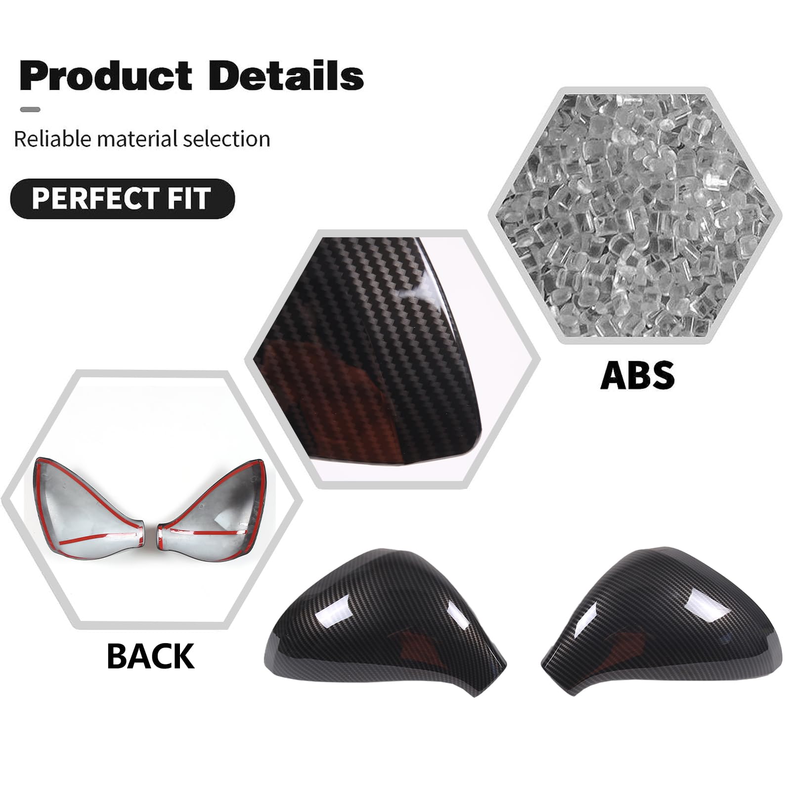 Coperchio Copri Specchietto Retrovisore Laterale Alare Auto in Plastica ABS Trim Per Peugeot 207 308 2006-2014 Accessori Esterni (Fibra di Carbonio)
