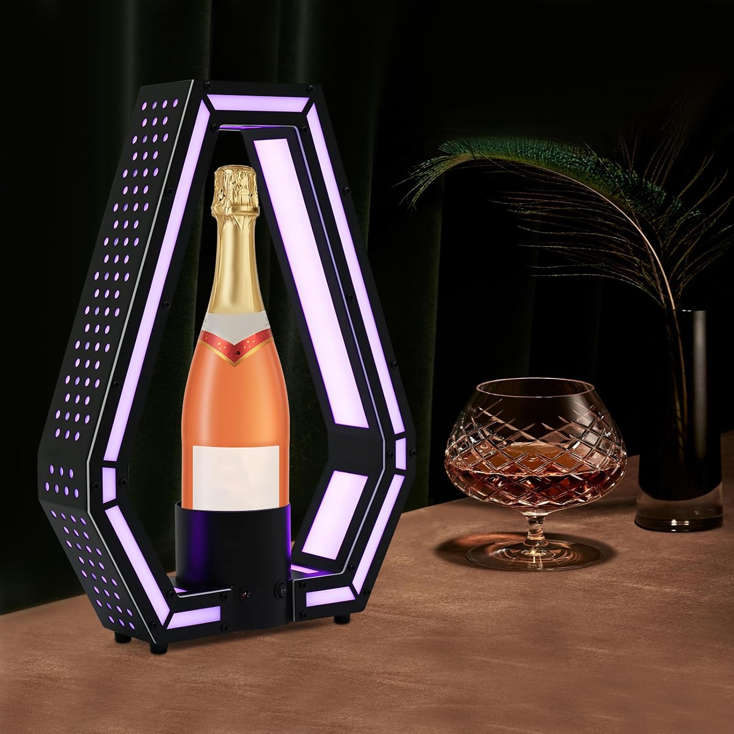 LED Lighted Liquor Bottle Display Shelf, 7 Colors Glowing Wine Bottle Display Stand with Remote Control, Champagne Bottle Wine Rack for Bar Nightclub Party