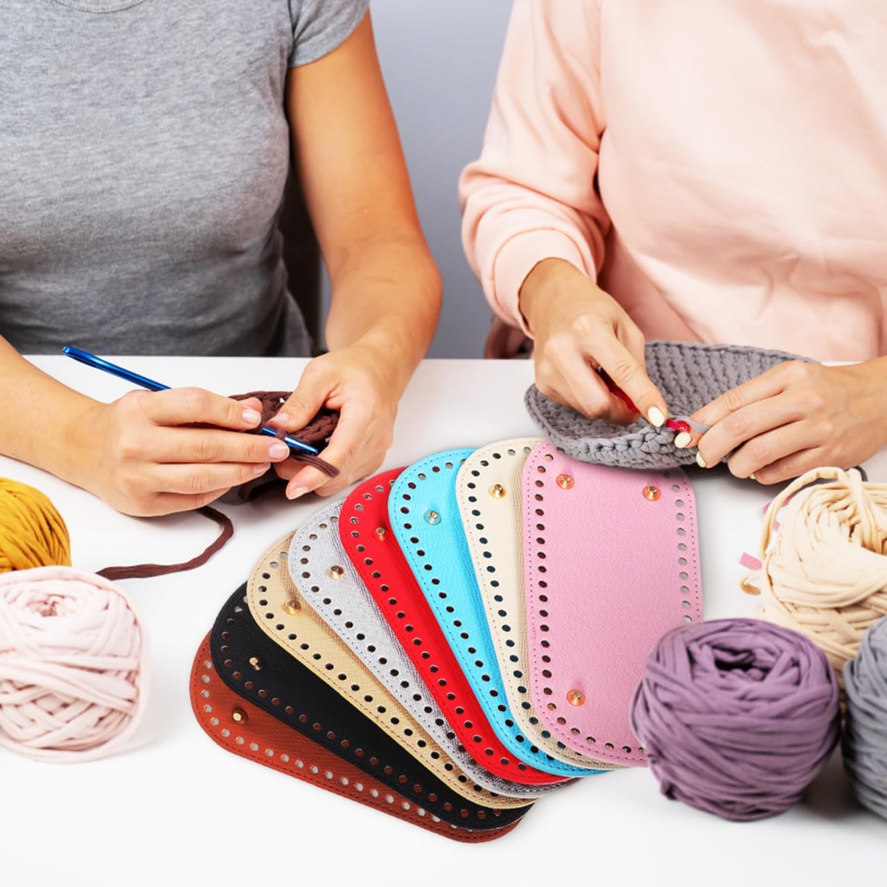 EXCEART Pu Leather Bag Bottom Base with Holes Oval Crochet Purse Shaper Pad with Nails for DIY Handbag Making and Tote Bag Support - Image 3