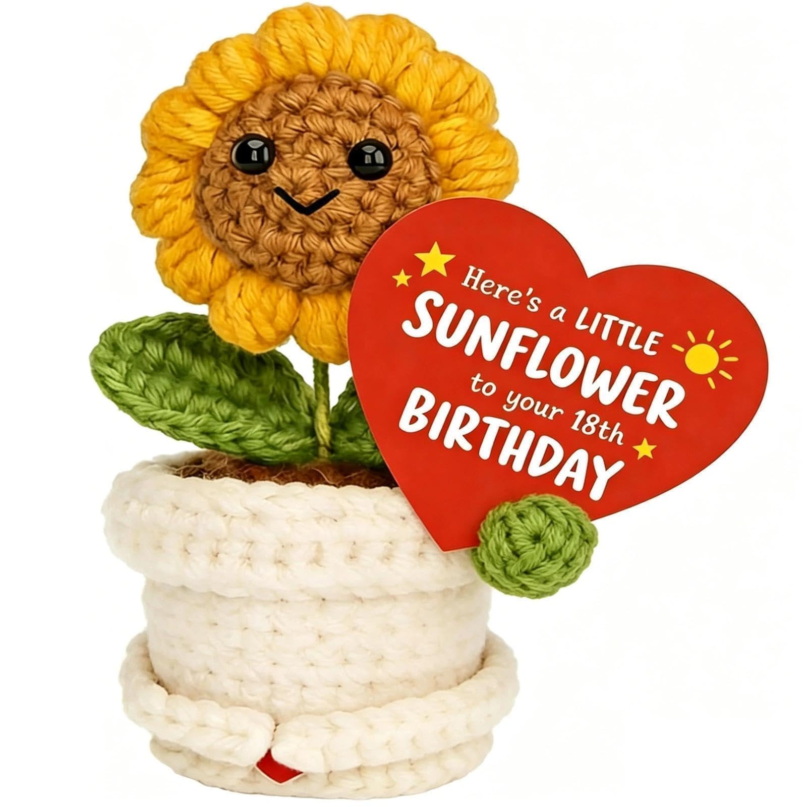 18th Birthday Gifts for Boys Girls Her Him - Funny Unusual Crochet Sunflower 18 Birthday Card & Keepsake, Cute Quirky 18th Birthday Decorations, Perfect 2008 Birthda Presents for 18 Year Old Girl Boys — image 1