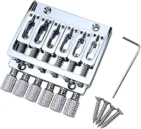 Ponte de guitarra elétrica sem cabeça com selas de latão ponte fixa para peças de reposição de guitarra elétrica sem cabeça de 6 cordas (cromada)
