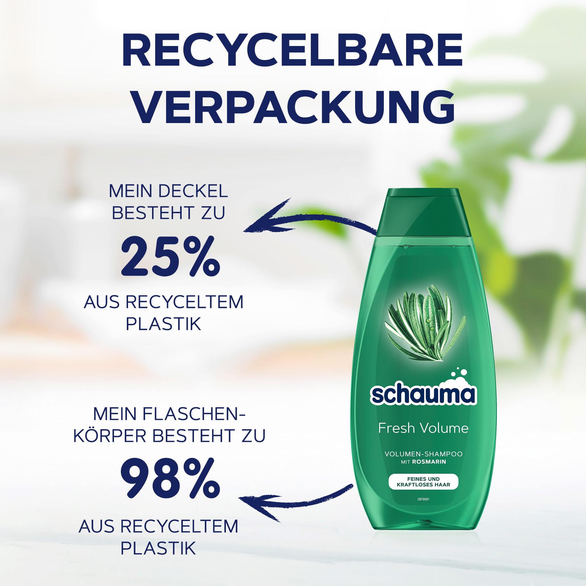 Schauma Schwarzkopf Fresh Volume szampon objętościowy (5 x 400 ml), odświeża i wzmacnia linię włosów, szampon do delikatnych i pozbawionych mocy włosów, z rozmarynem