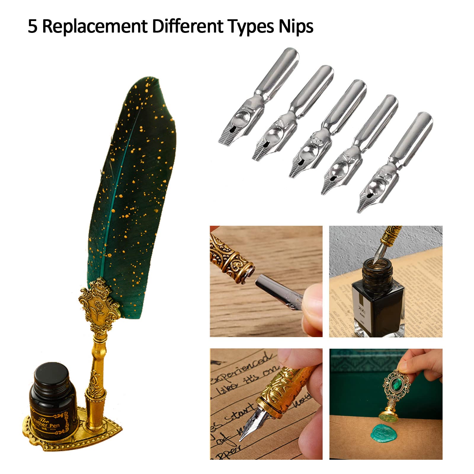 Feather Pen Joyeee Calligraphy Set - Quill & Dip Pens With Seal Stamp ...