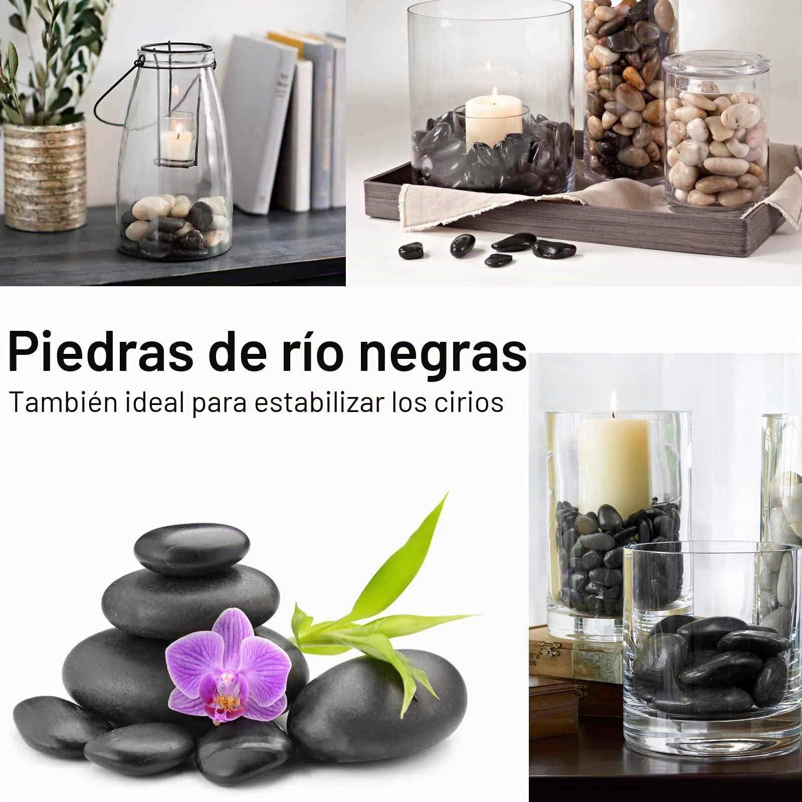 Black River Rocks para Paisajismo al Aire Libre, Negras Pulidas para Plantas, Jardín Decorativas de 15 Libras, Roca de Río Negro, 1 a 2 Pulgadas