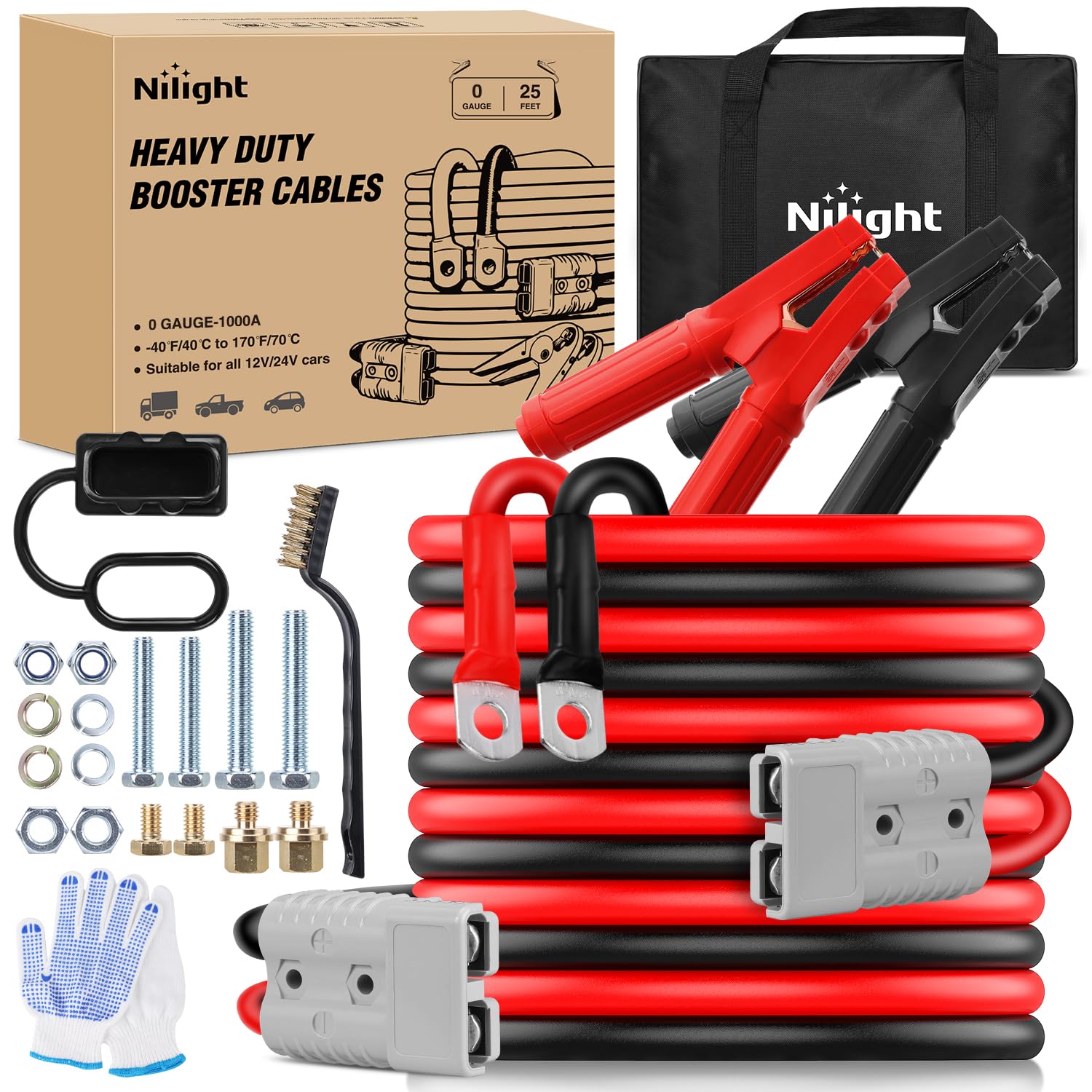 Nilight 0 Gauge 25 Feet with Quick Connect