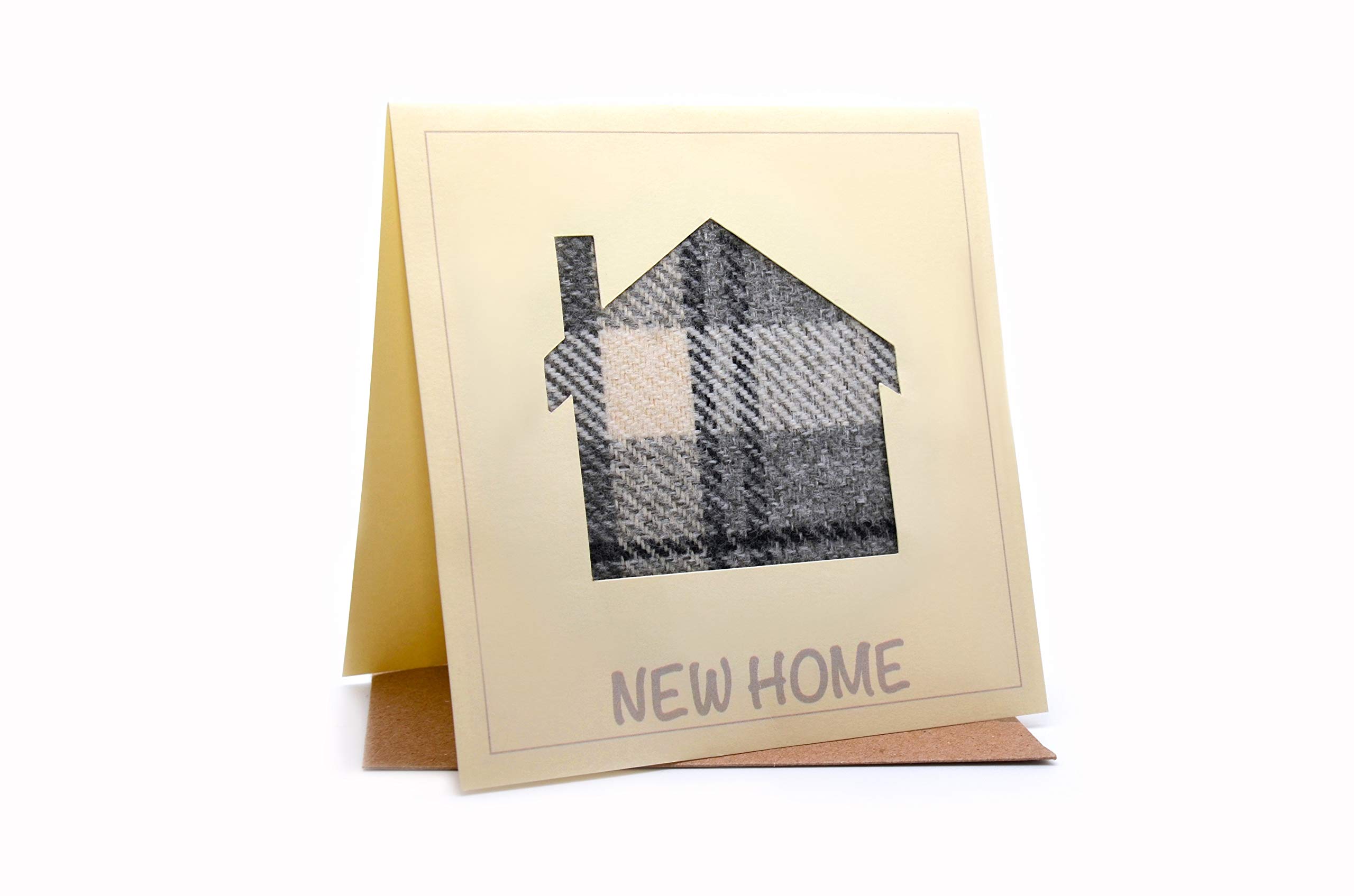 New Home Tweed Tartan Wool Fabric Silhouette Moving House Greeting Card