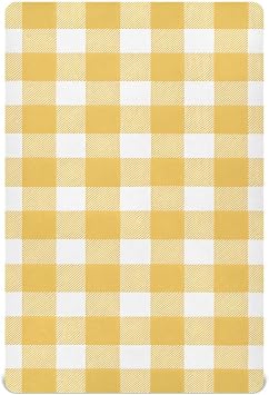 Kigai Butter Yellow Checkered Crib Sheets - Fitted Crib Sheets for Boys & Girls, Soft Baby Crib Mattress Sheets 52 x 28 Inches