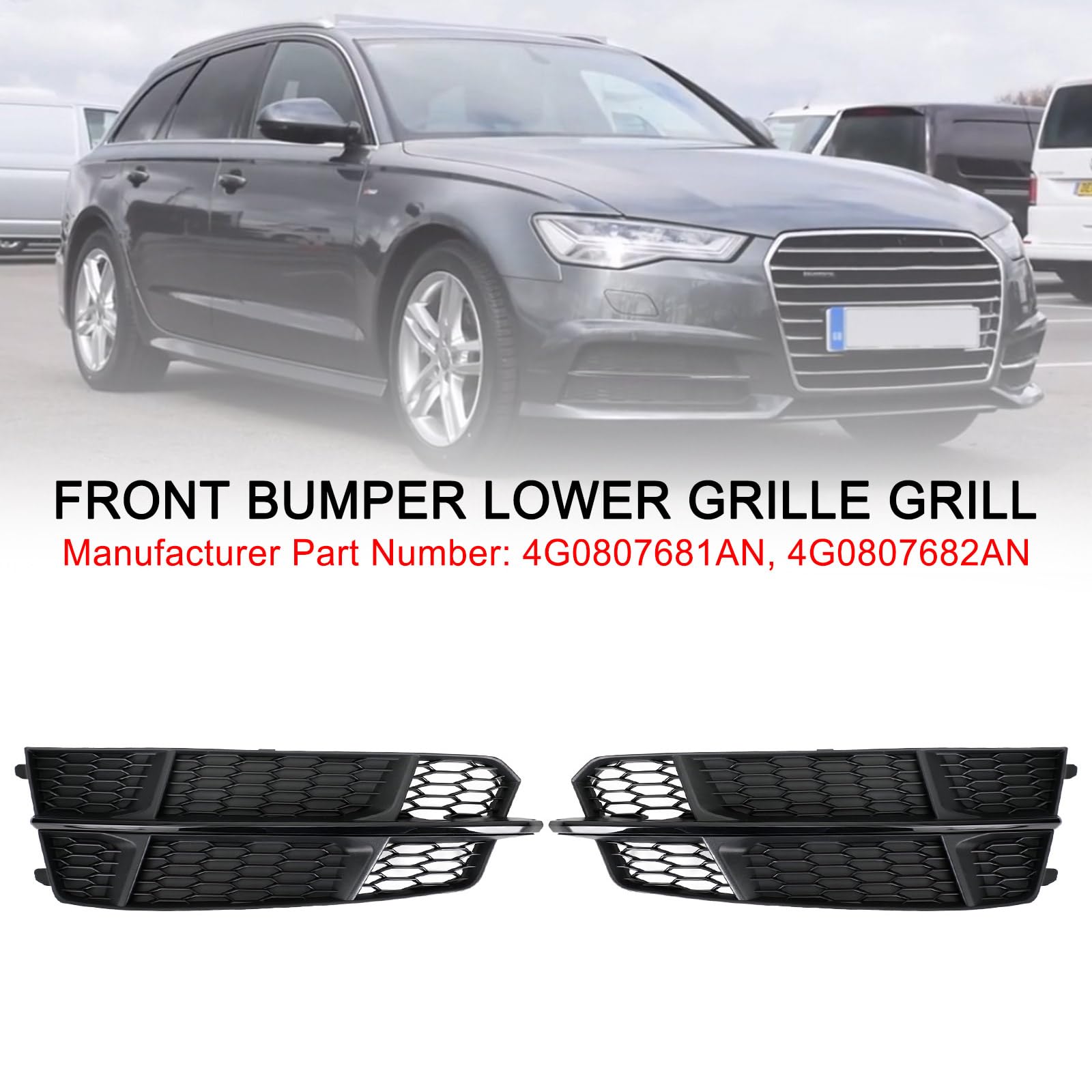 Griglia paraurti Anteriore Front Bumper Lower Grille Fit for Audi A6 C7 S-Line 2016-2018 Matt Black (No Logo)