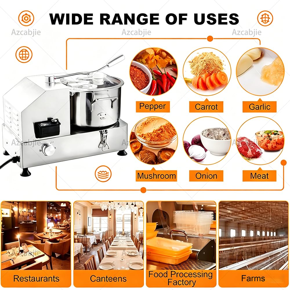 Cortadora Y Picadora De Alimentos De Acero Inoxidable 6L