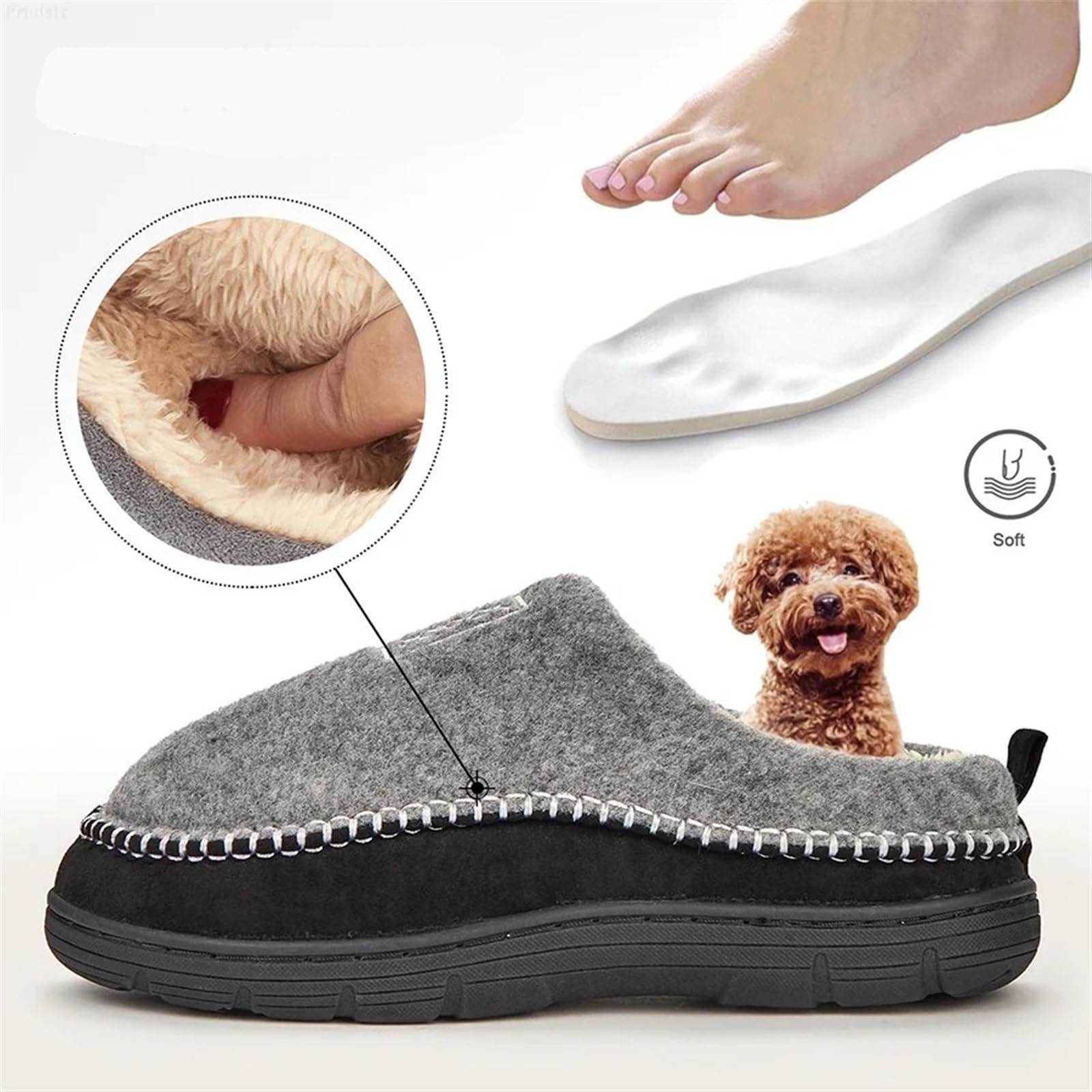 Pantofole da uomo in cotone Pantofole da casa for uomo Fuzzy Warm Patchwork Cucito Memory Foam Soggiorno Scarpe Pantofola invernale in peluche