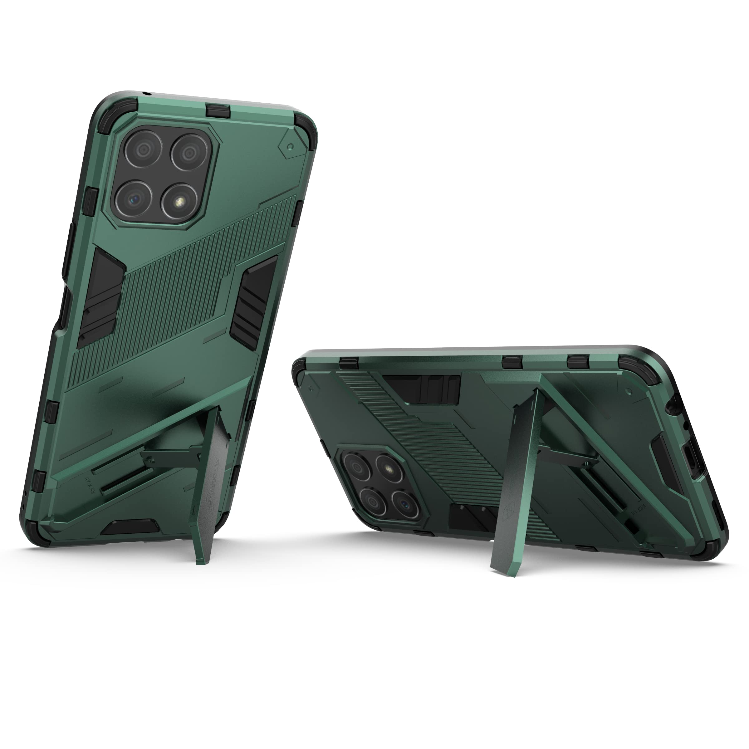 FTRONGRT Honor X8 5G Cover, Hybrid Dual Layer TPU+PC Custodia, Durevole Manicotto Protettivo Antiurto,con Supporto per Cellulare, per Honor X8 5G -Rosso