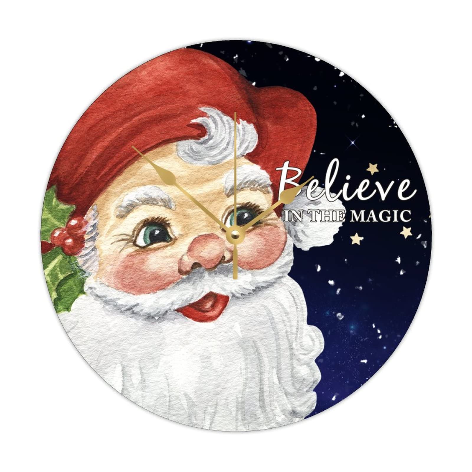Horloge murale ronde en bois décoration d'intérieur Santa Claus
