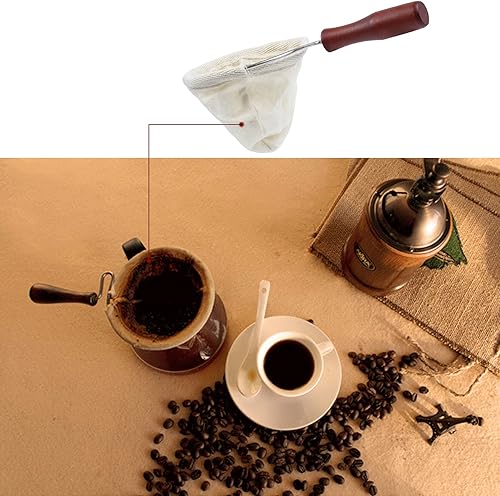 Miniatura 9 de AUEAR, Filtro de café con mango de madera, bolsa de tela de franela para café, filtro de calcetín