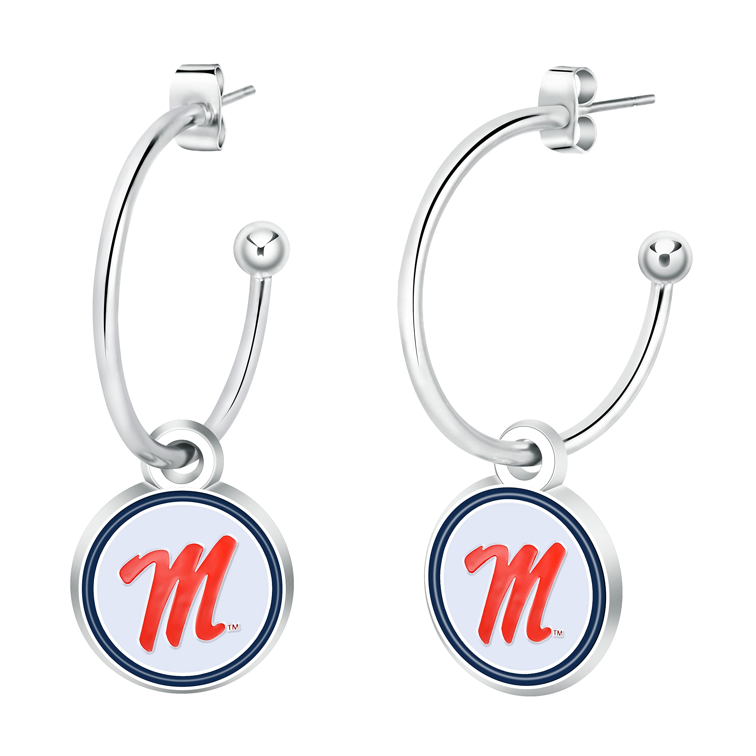 Match-Up Promotions NCAA Mississippi Ole Miss Rebels Half Hoop Earrings