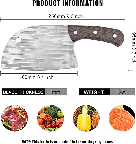 Miniatura 4 de Kitory Cuchillo de chef serbio, cuchillo de cocina afilado para carne y verduras de 6 pulgadas con mango de espiga completa, acero inoxidable de