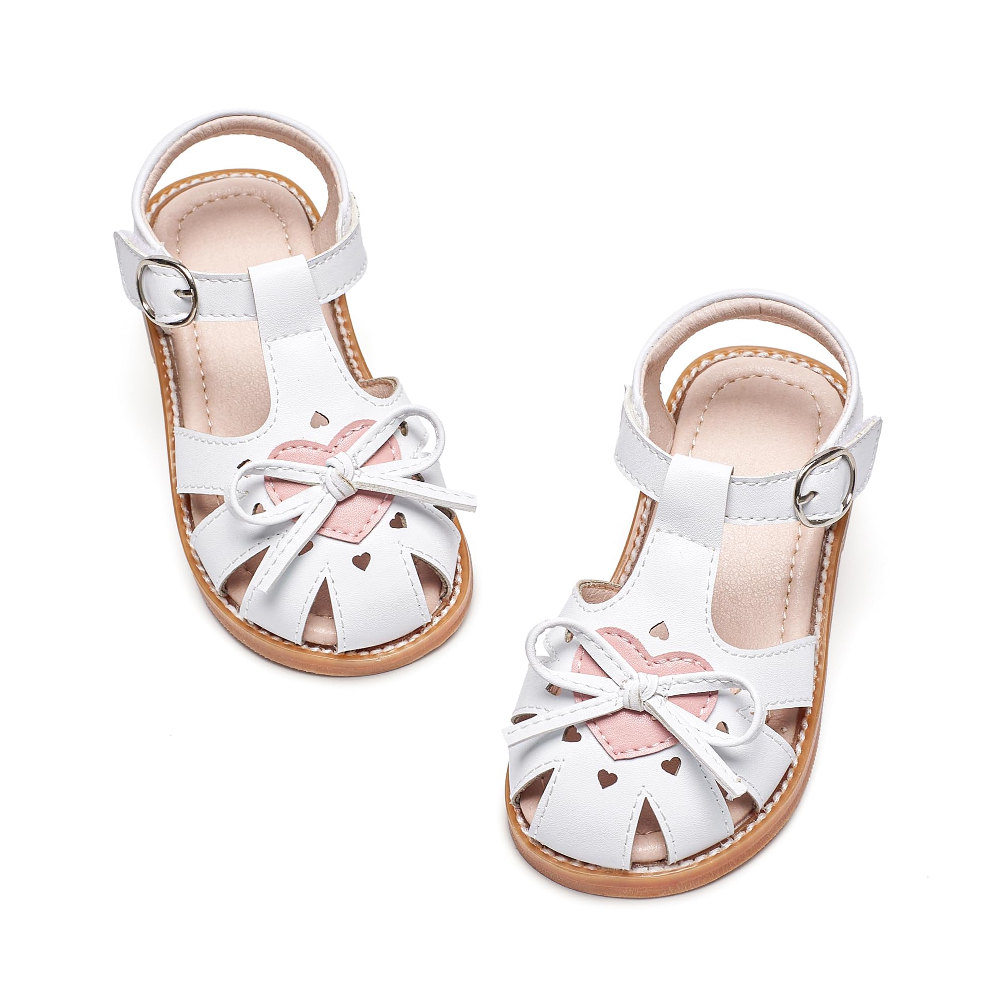 Kiderence Toddler Flower Girl Sandals Close Toe Dress Shoes Wedding Party | Hook and Loop,Non Slip Lightweight Sandals for Beach,Water Play and Daily Wear